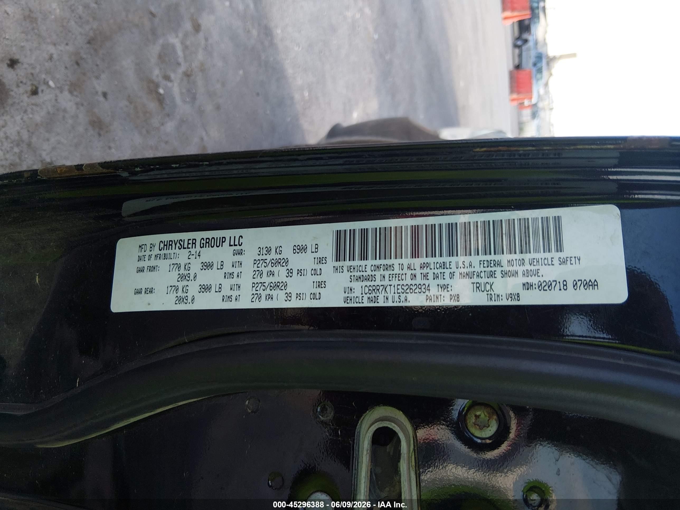 2014 Ram 1500 Express Black vin: 1C6RR7KT1ES262934