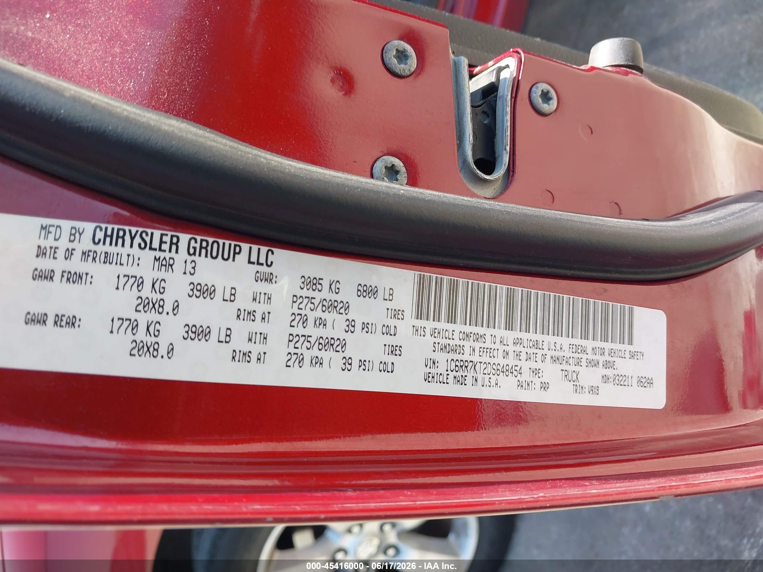 2013 Ram 1500 Express Red vin: 1C6RR7KT2DS648454