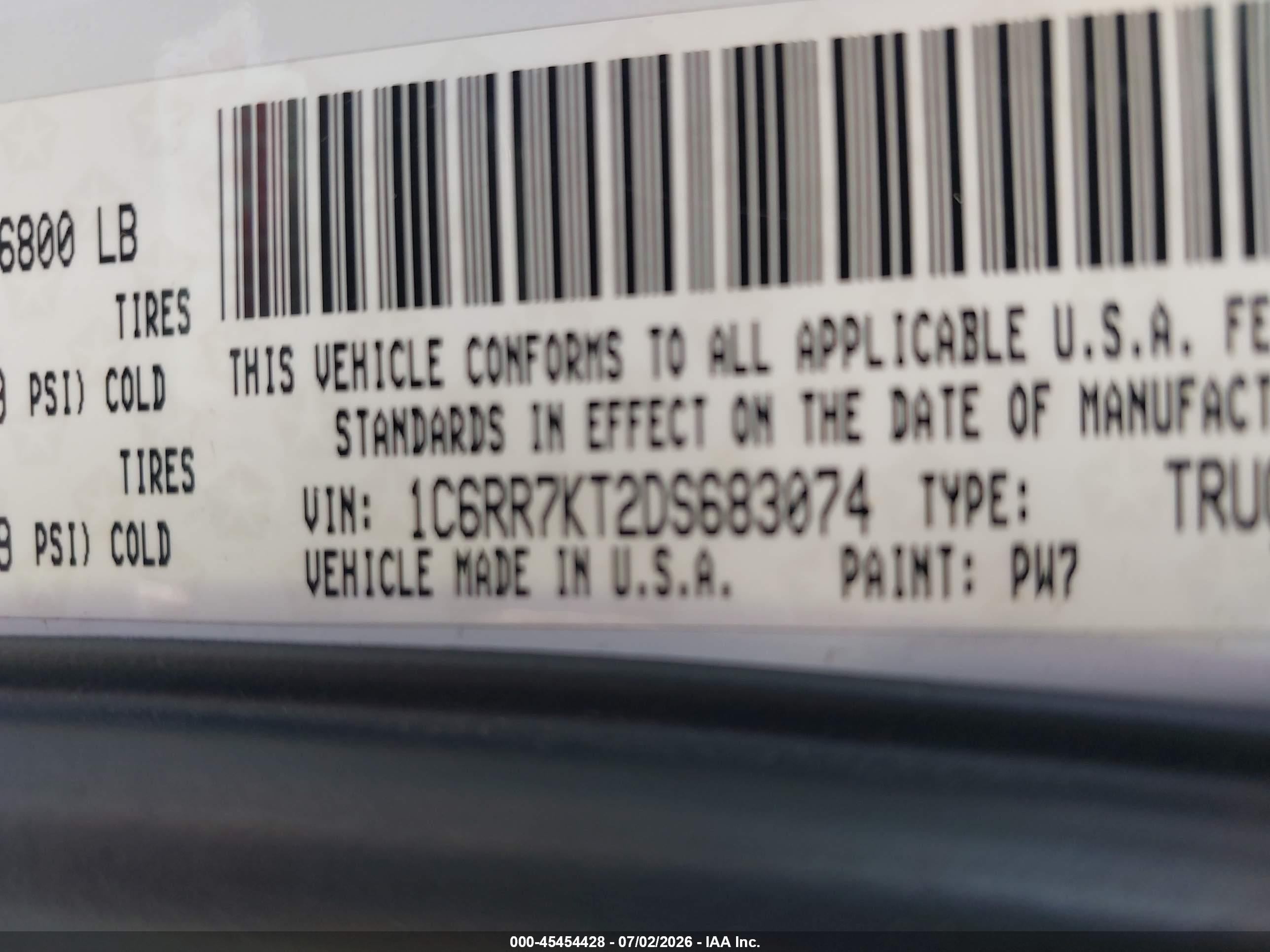 2013 Ram 1500 Express White vin: 1C6RR7KT2DS683074