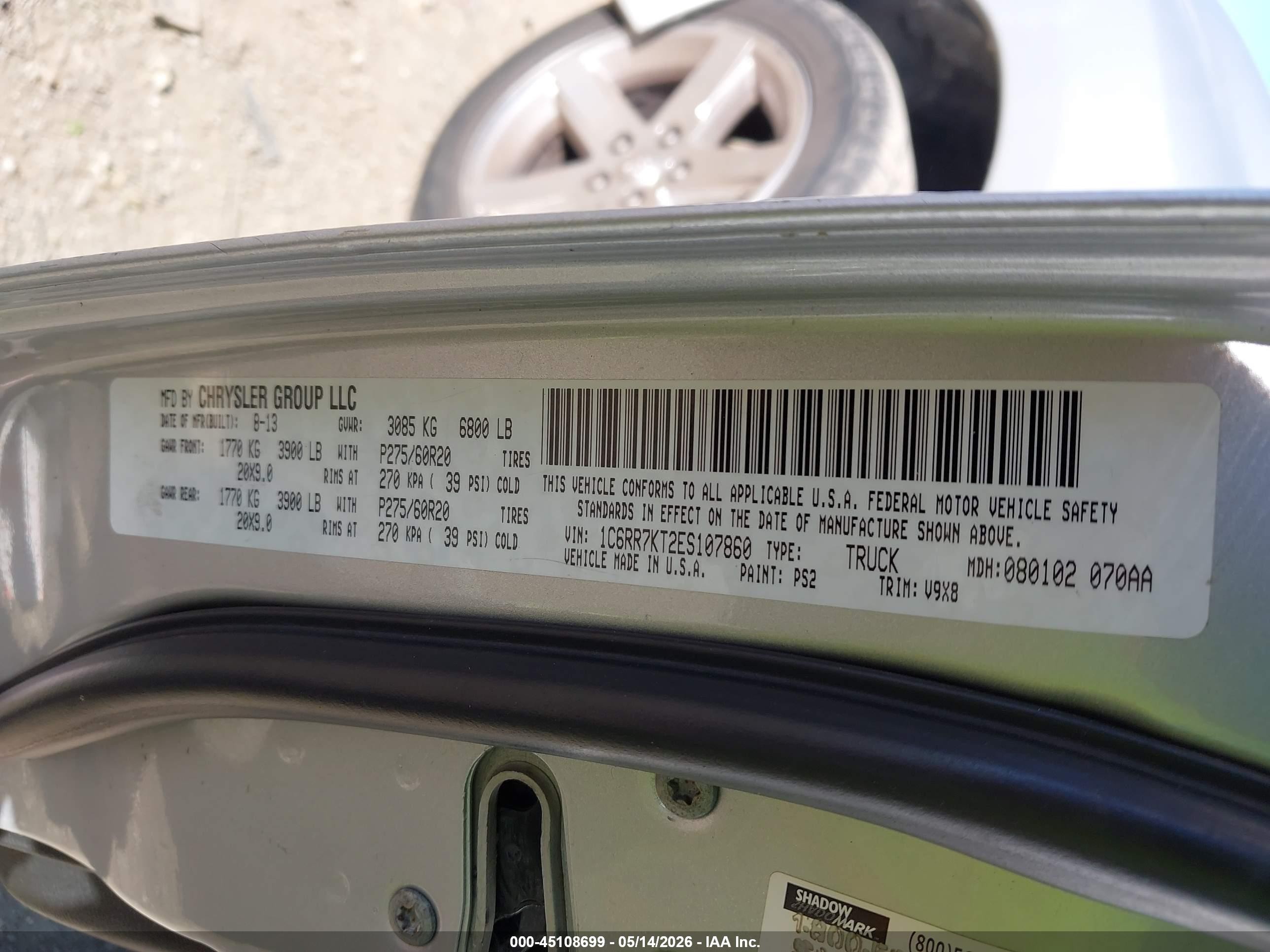 2014 Ram 1500 Express Silver vin: 1C6RR7KT2ES107860