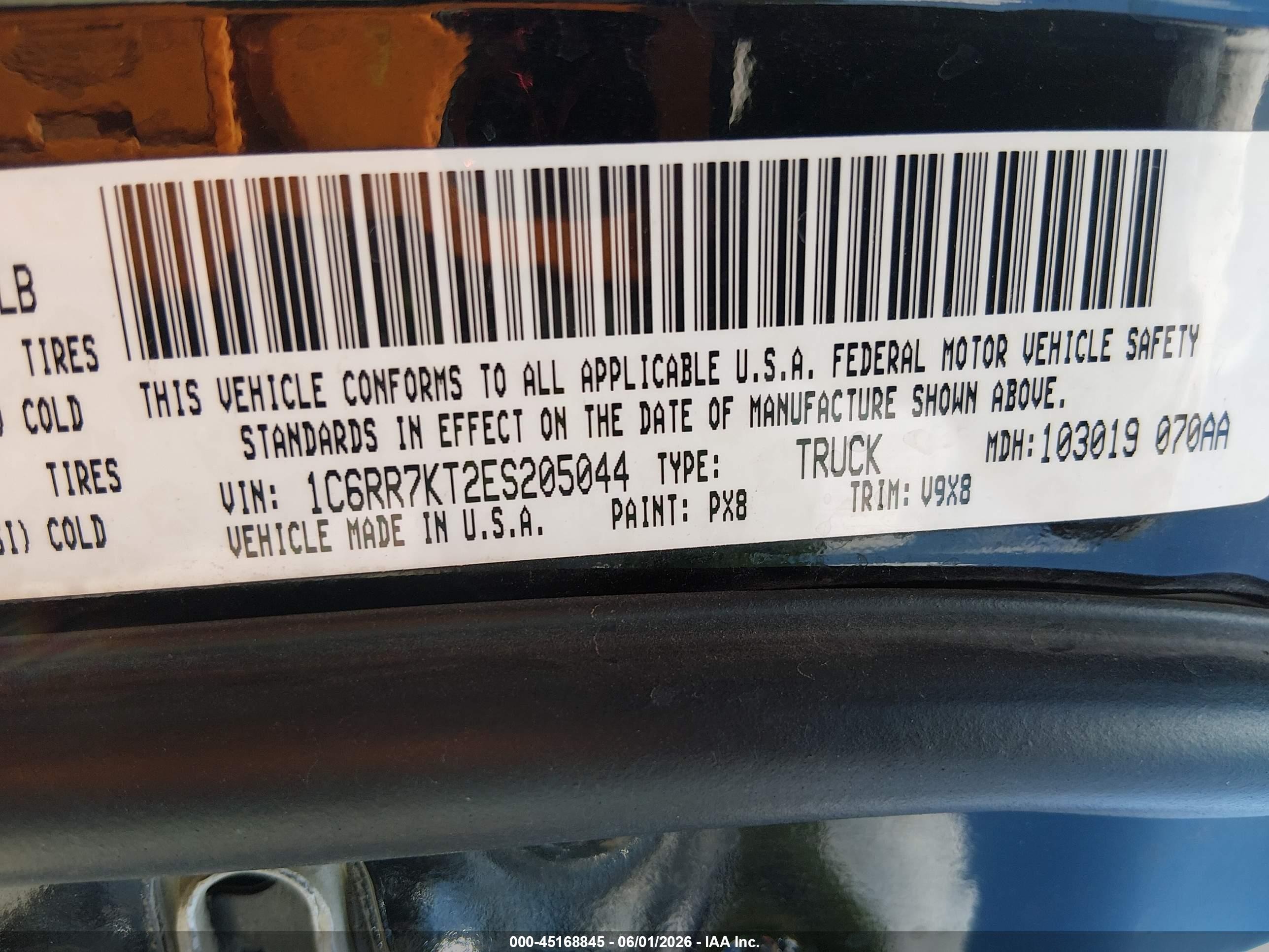 2014 Ram 1500 Express Black vin: 1C6RR7KT2ES205044