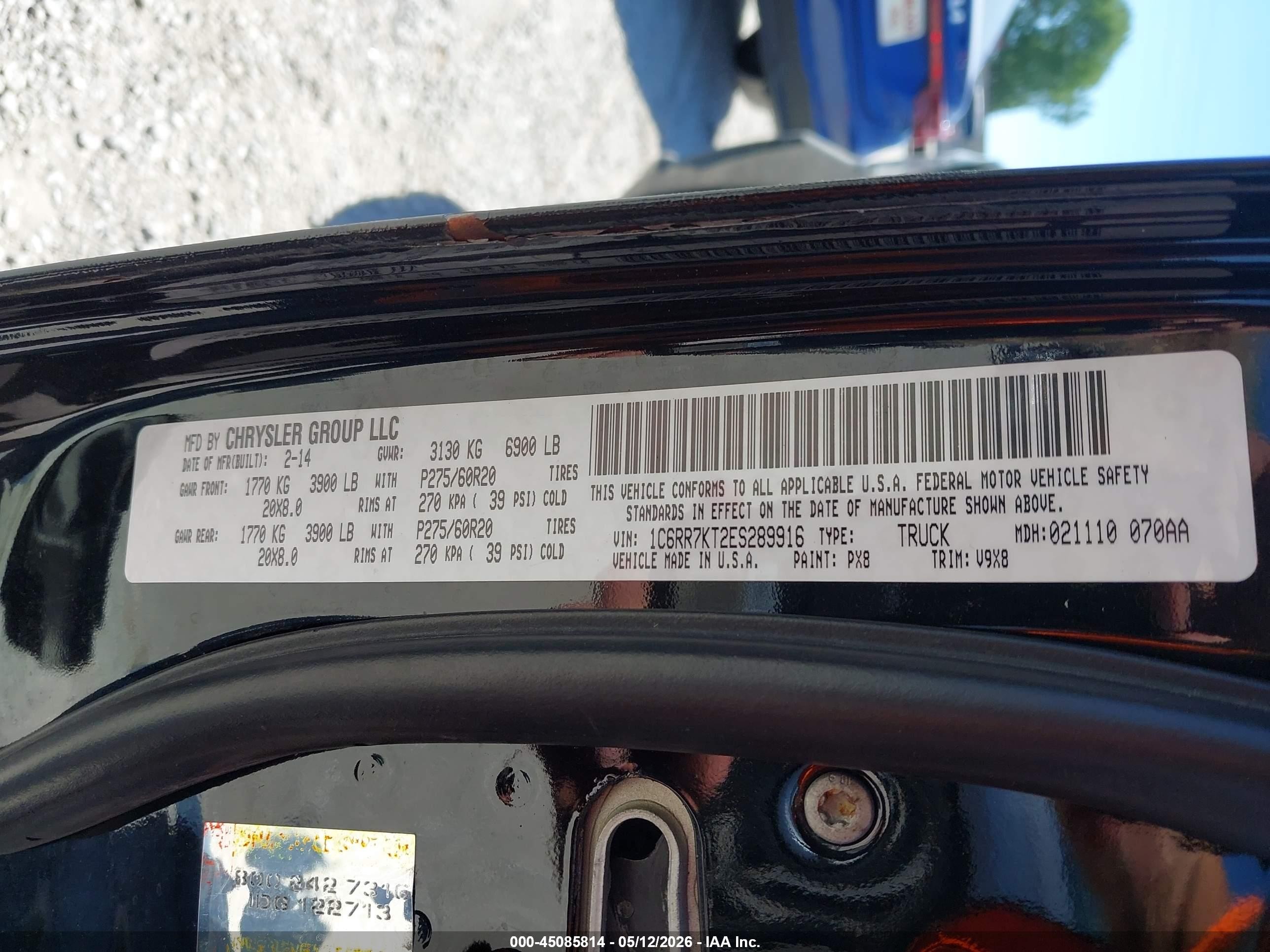 2014 Ram 1500 Express Black vin: 1C6RR7KT2ES289916