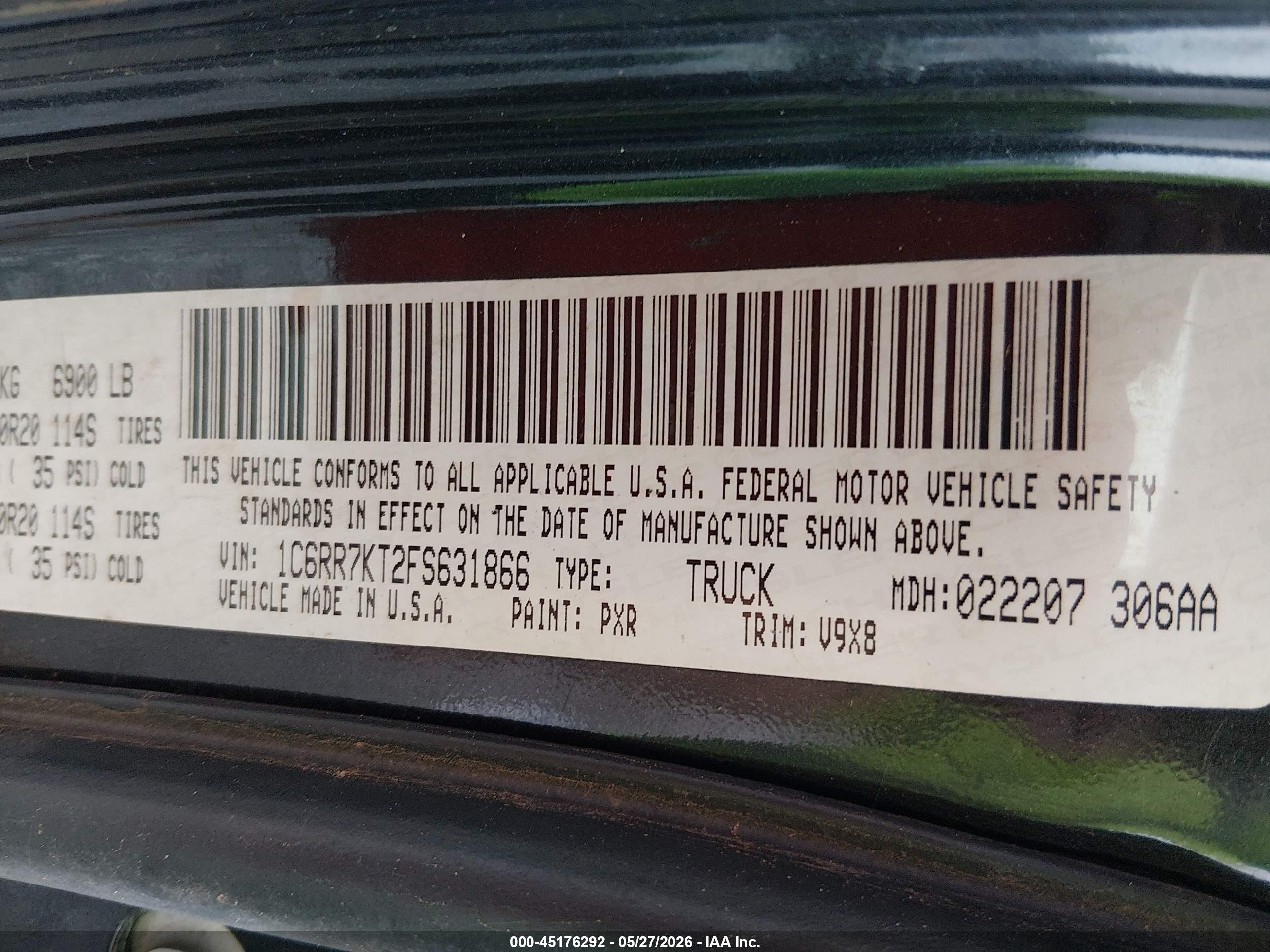 2015 Ram 1500 Express Black vin: 1C6RR7KT2FS631866