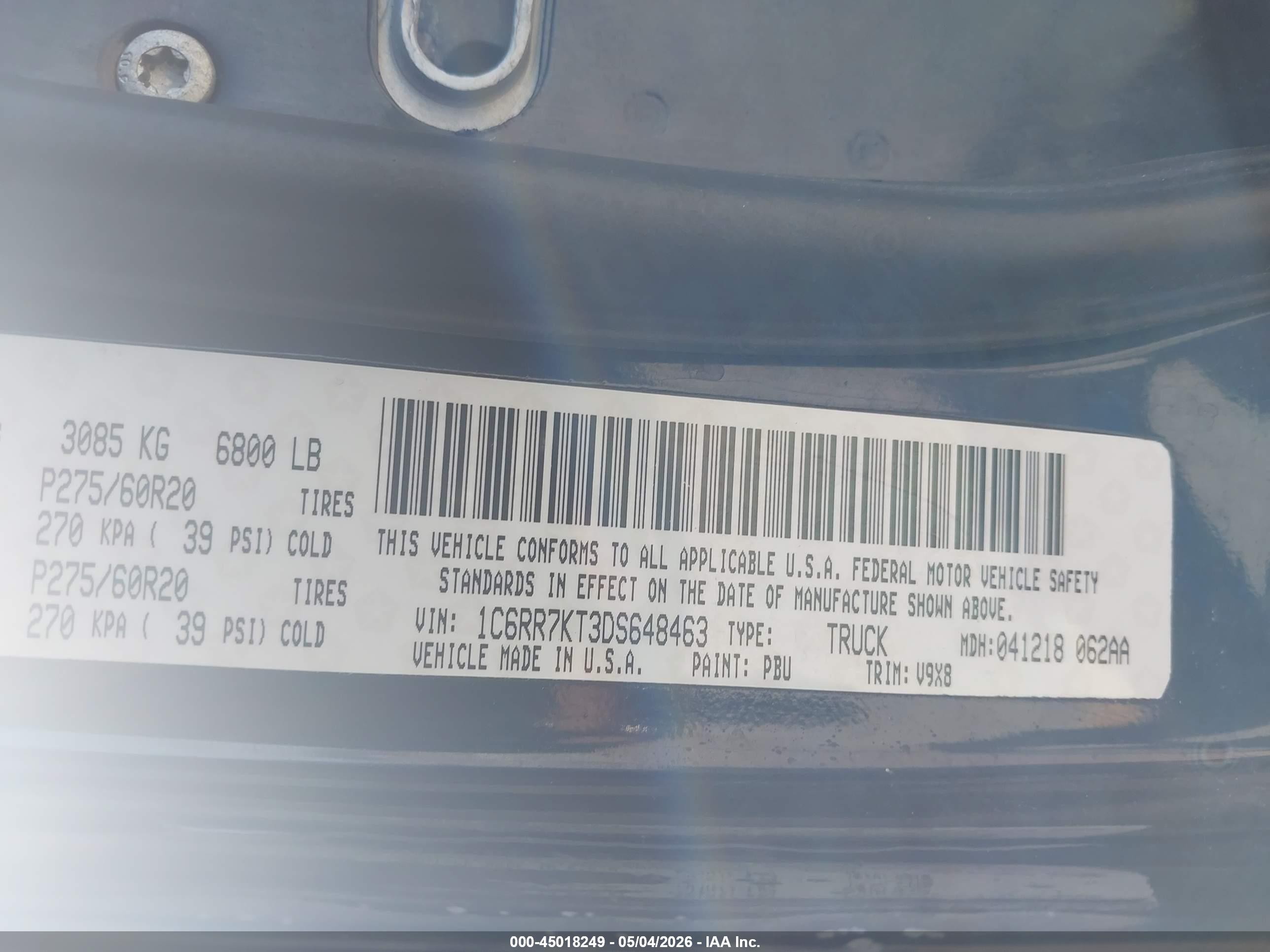 2013 Ram 1500 Express Синий vin: 1C6RR7KT3DS648463
