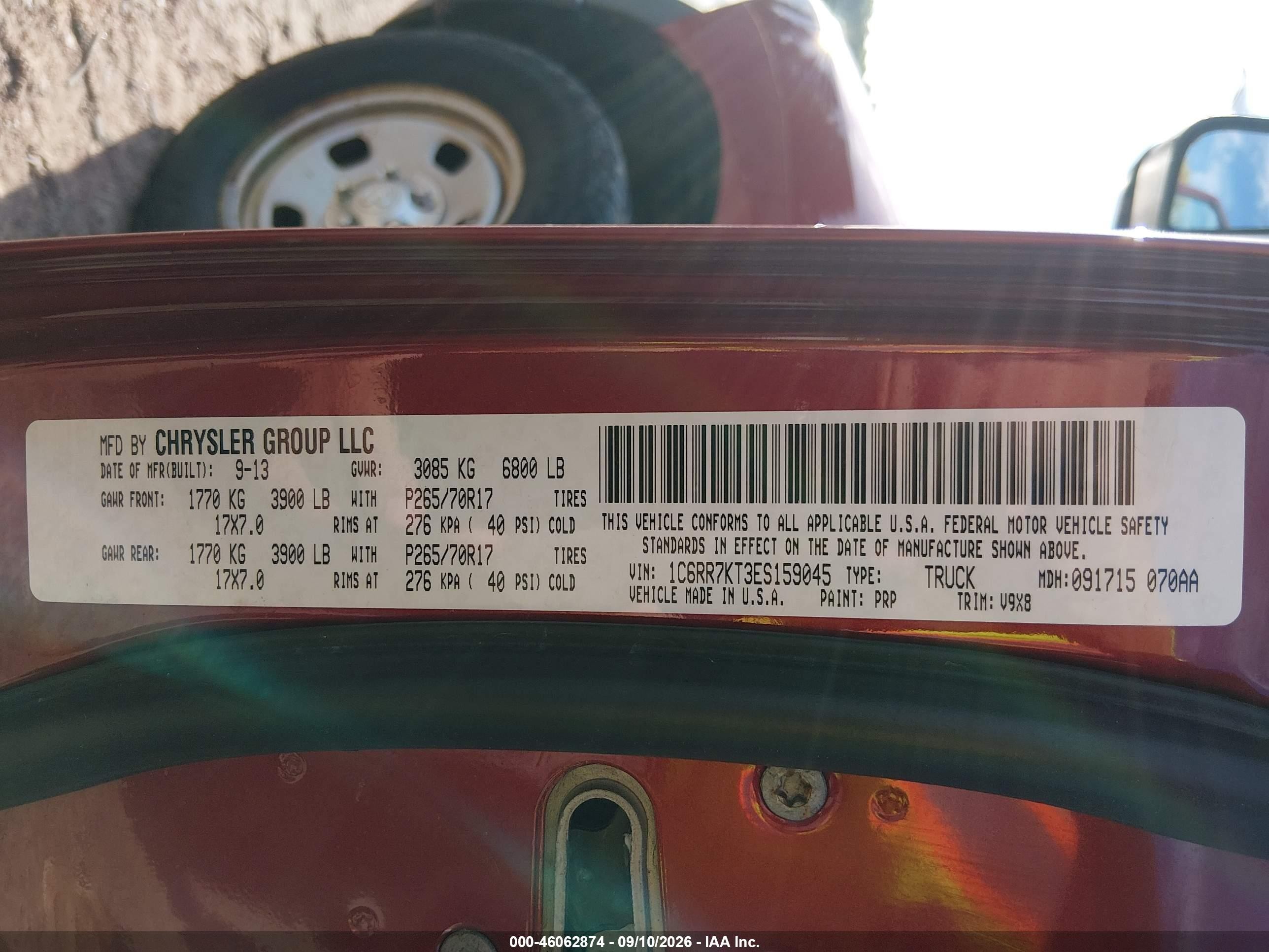 2014 Ram 1500 Tradesman Red vin: 1C6RR7KT3ES159045