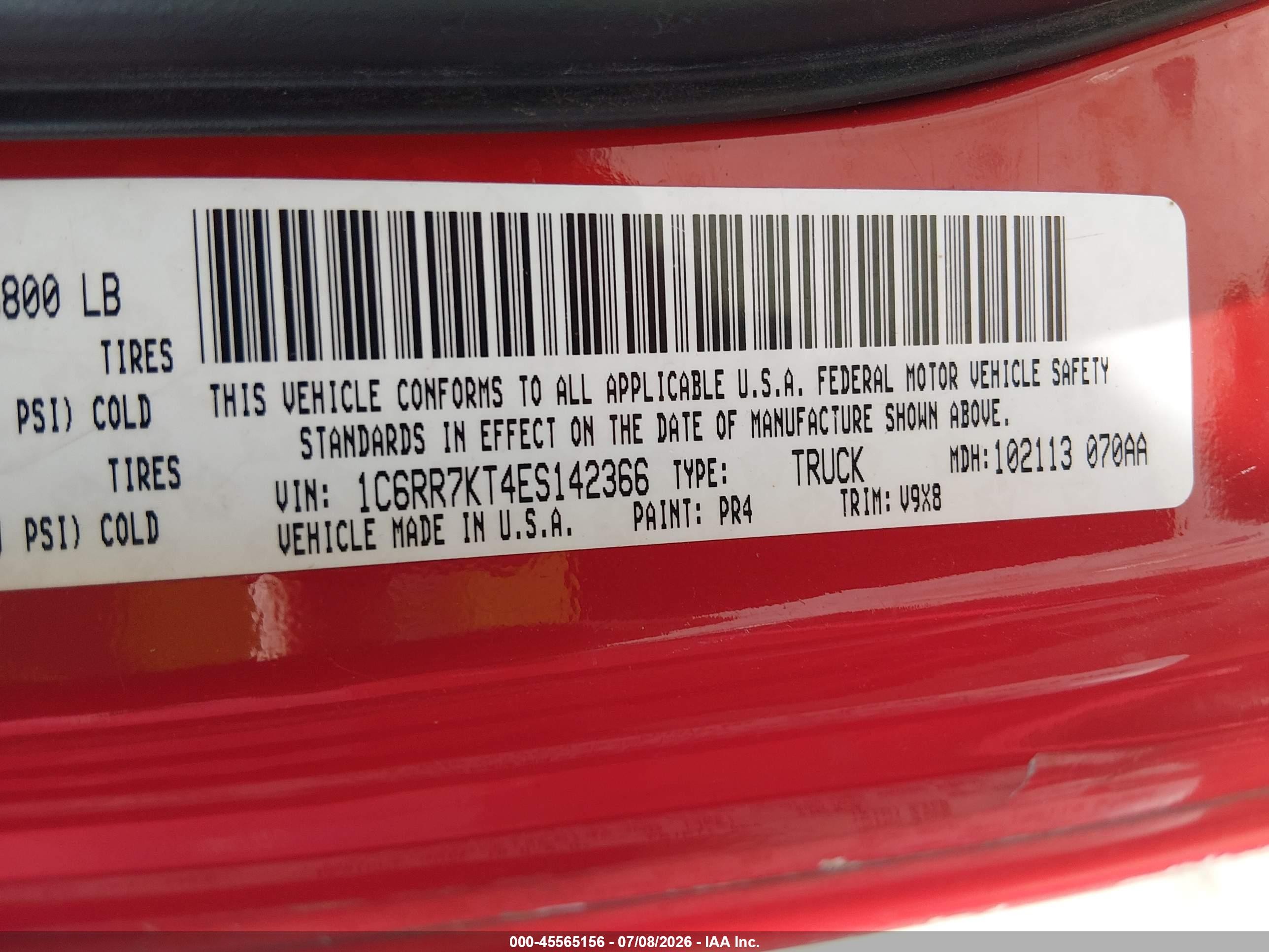 2014 Ram 1500 Express Red vin: 1C6RR7KT4ES142366