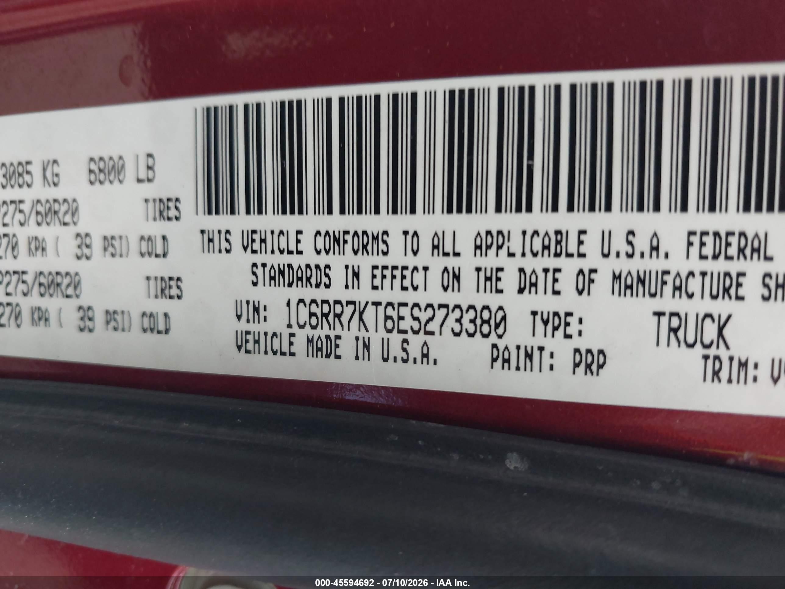 2014 Ram 1500 Express Red vin: 1C6RR7KT6ES273380