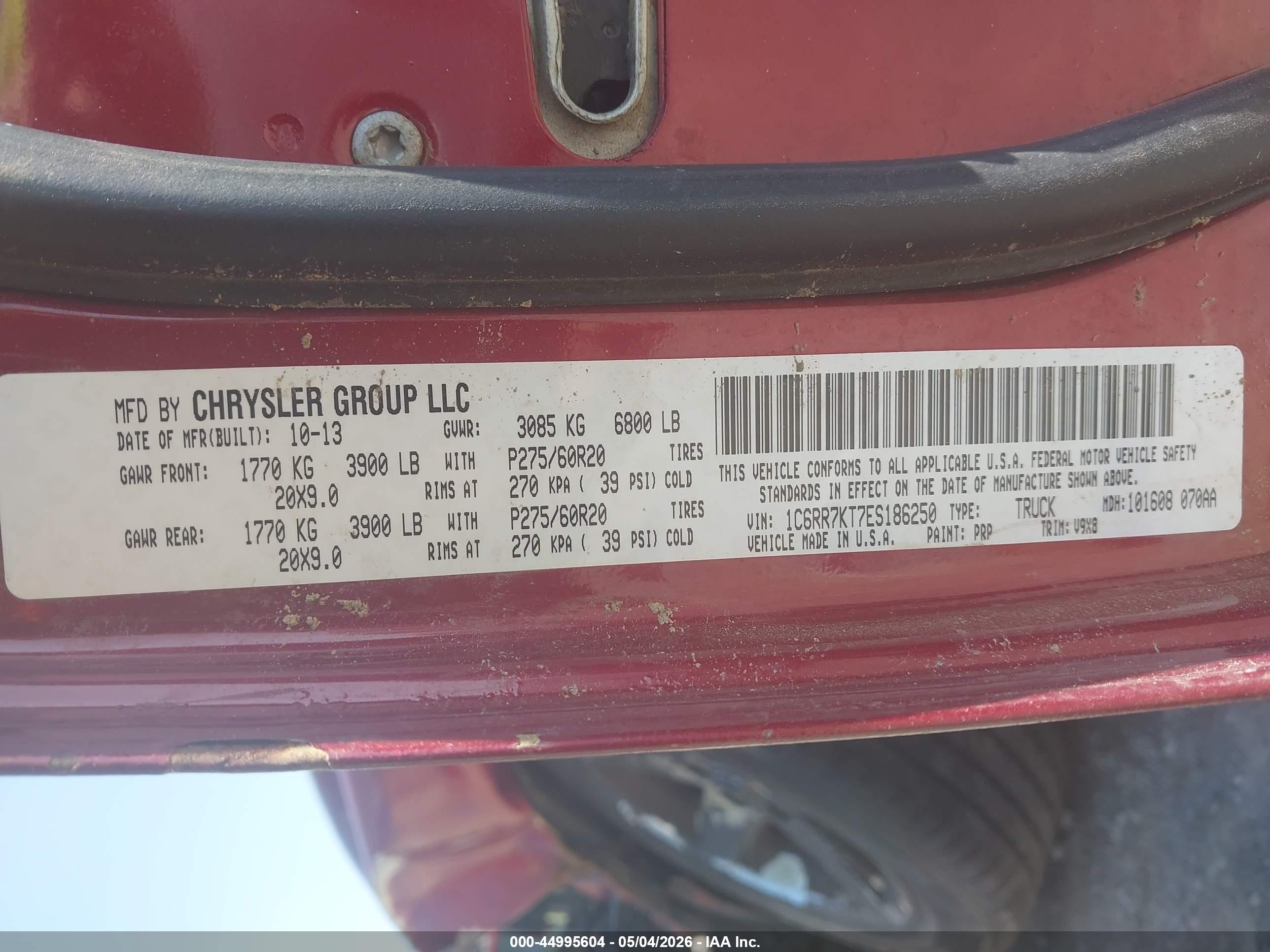 2014 Ram 1500 Express Red vin: 1C6RR7KT7ES186250