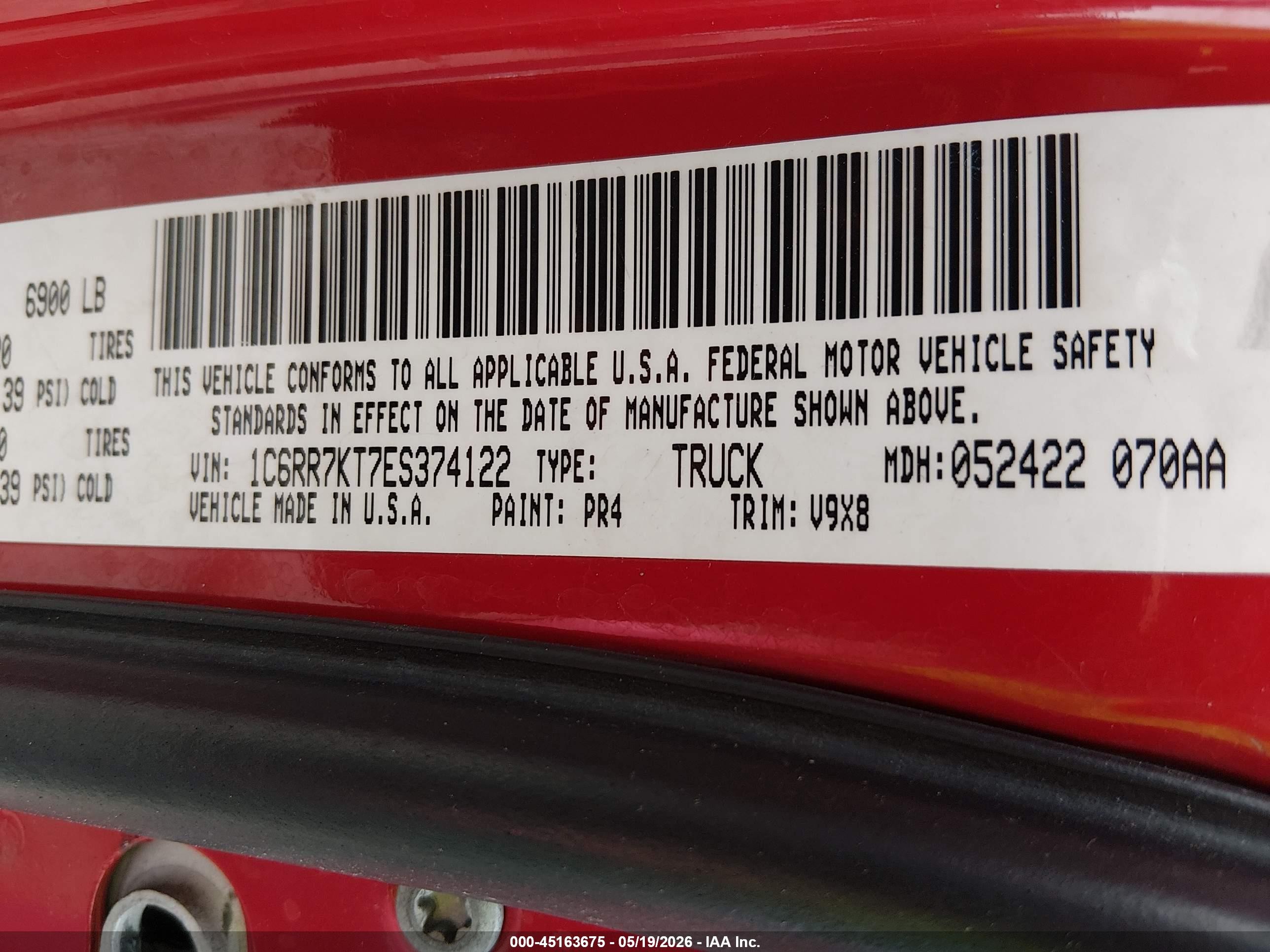 2014 Ram 1500 Express Red vin: 1C6RR7KT7ES374122
