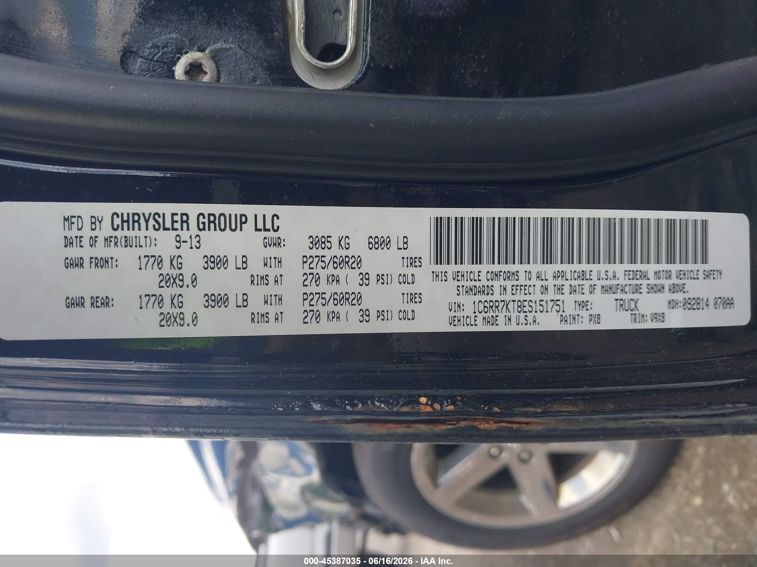 2014 Ram 1500 Express Black vin: 1C6RR7KT8ES151751