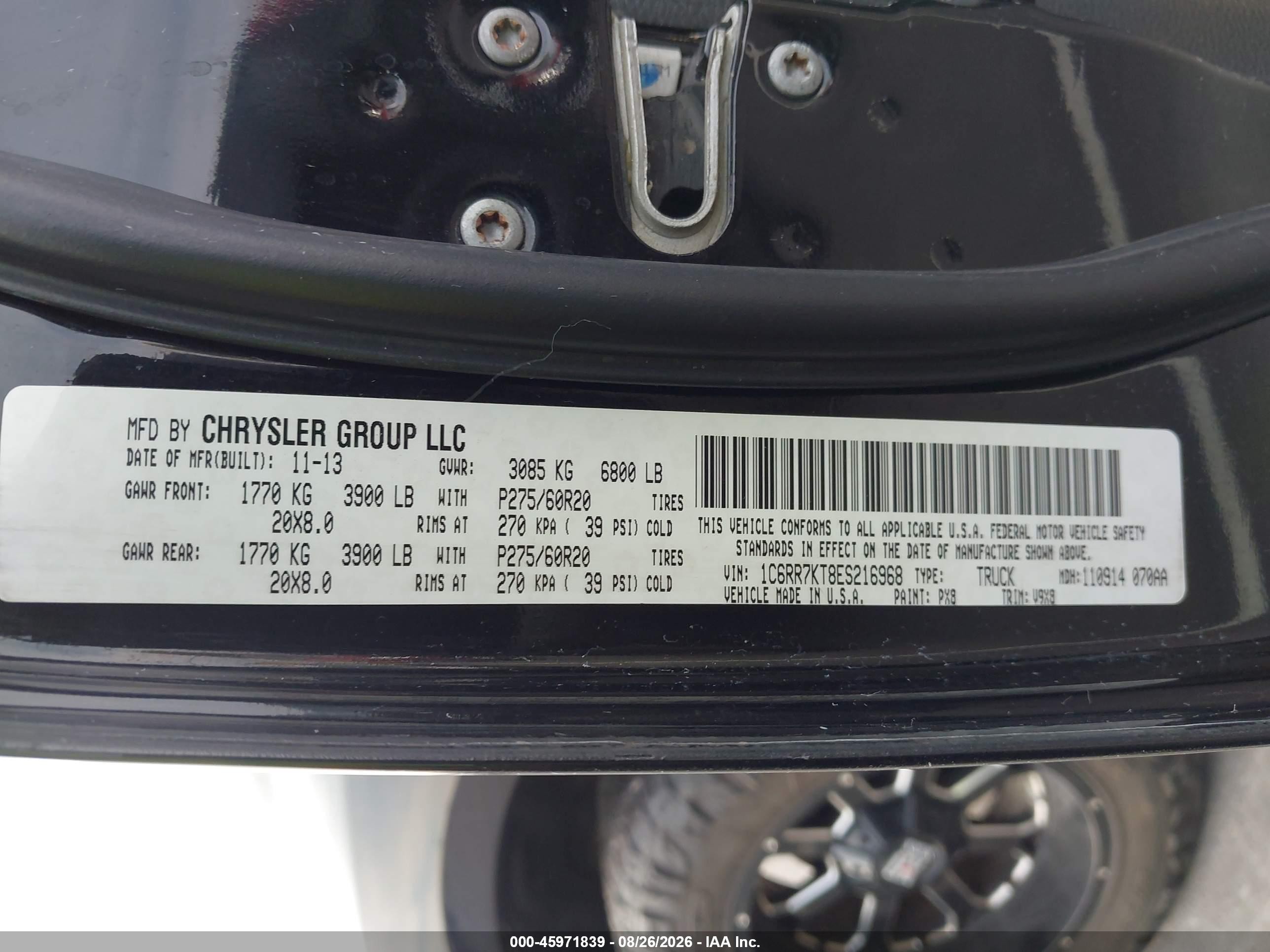 2014 Ram 1500 Express Черный vin: 1C6RR7KT8ES216968