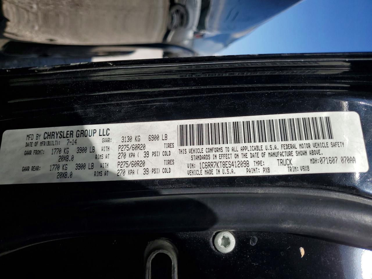 2014 Ram 1500 St Black vin: 1C6RR7KT8ES412098