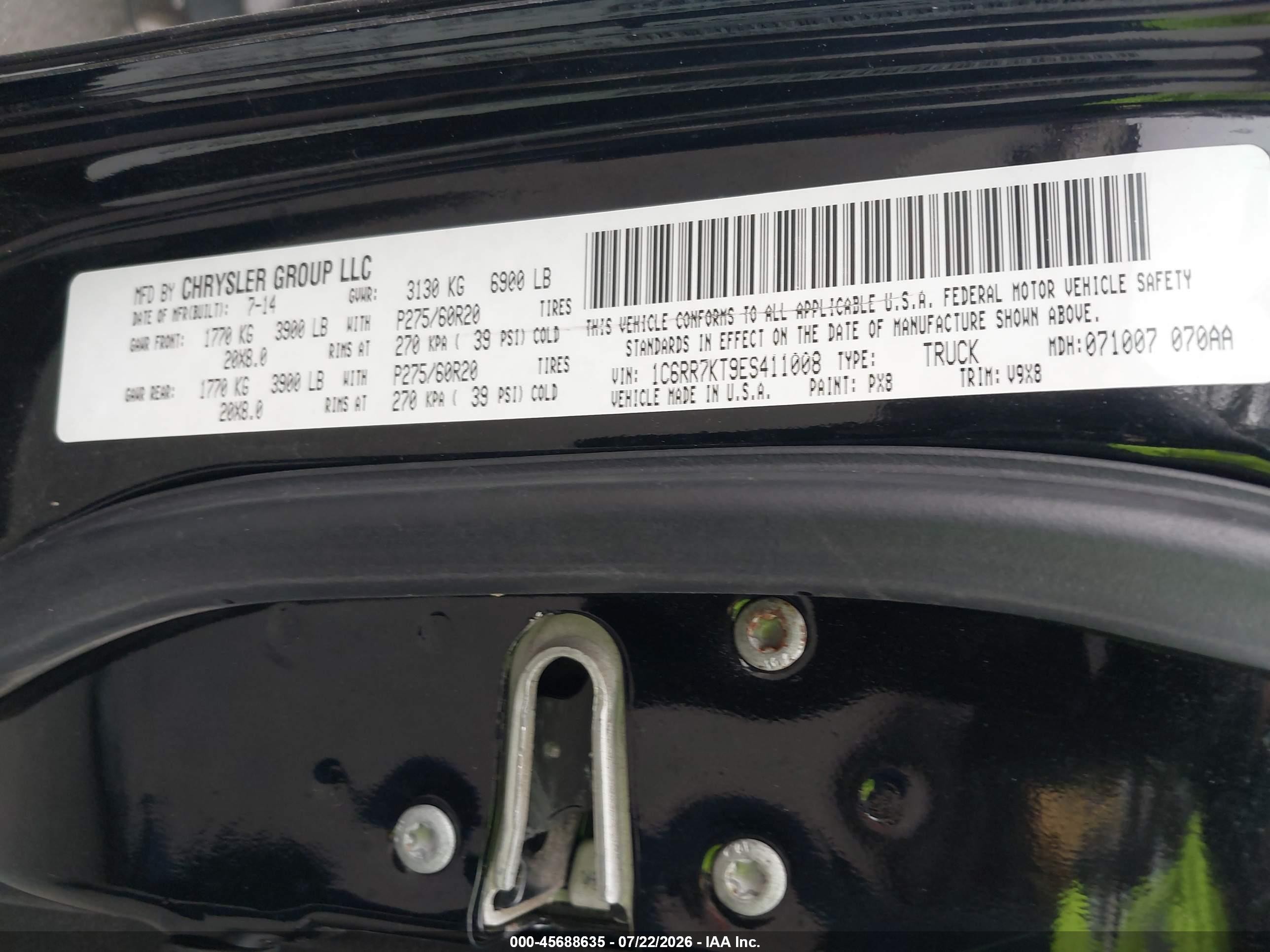 2014 Ram 1500 Express Black vin: 1C6RR7KT9ES411008