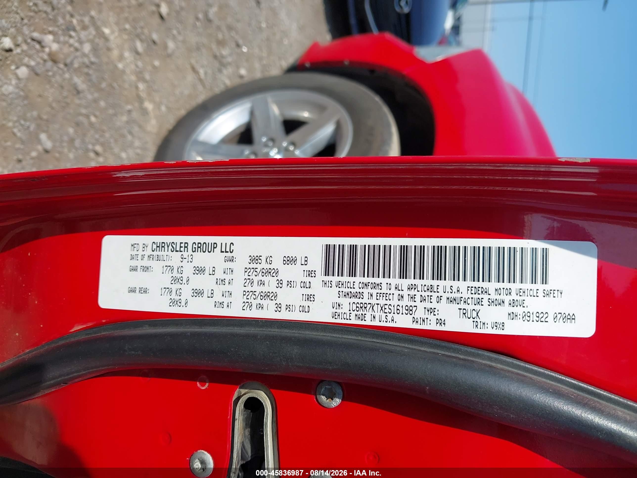 2014 Ram 1500 Express Red vin: 1C6RR7KTXES161987
