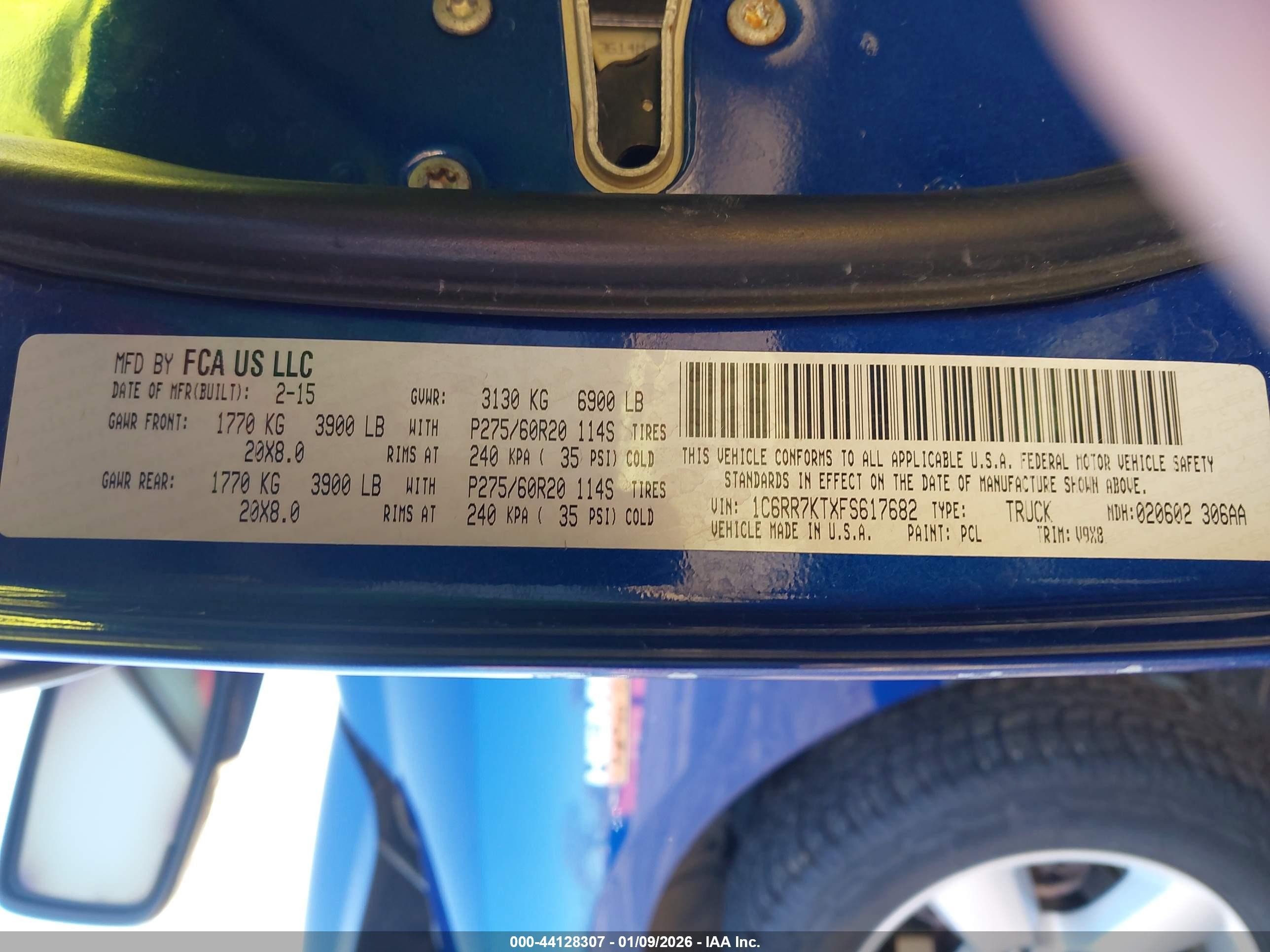 2015 Ram 1500 St Синий vin: 1C6RR7KTXFS617682