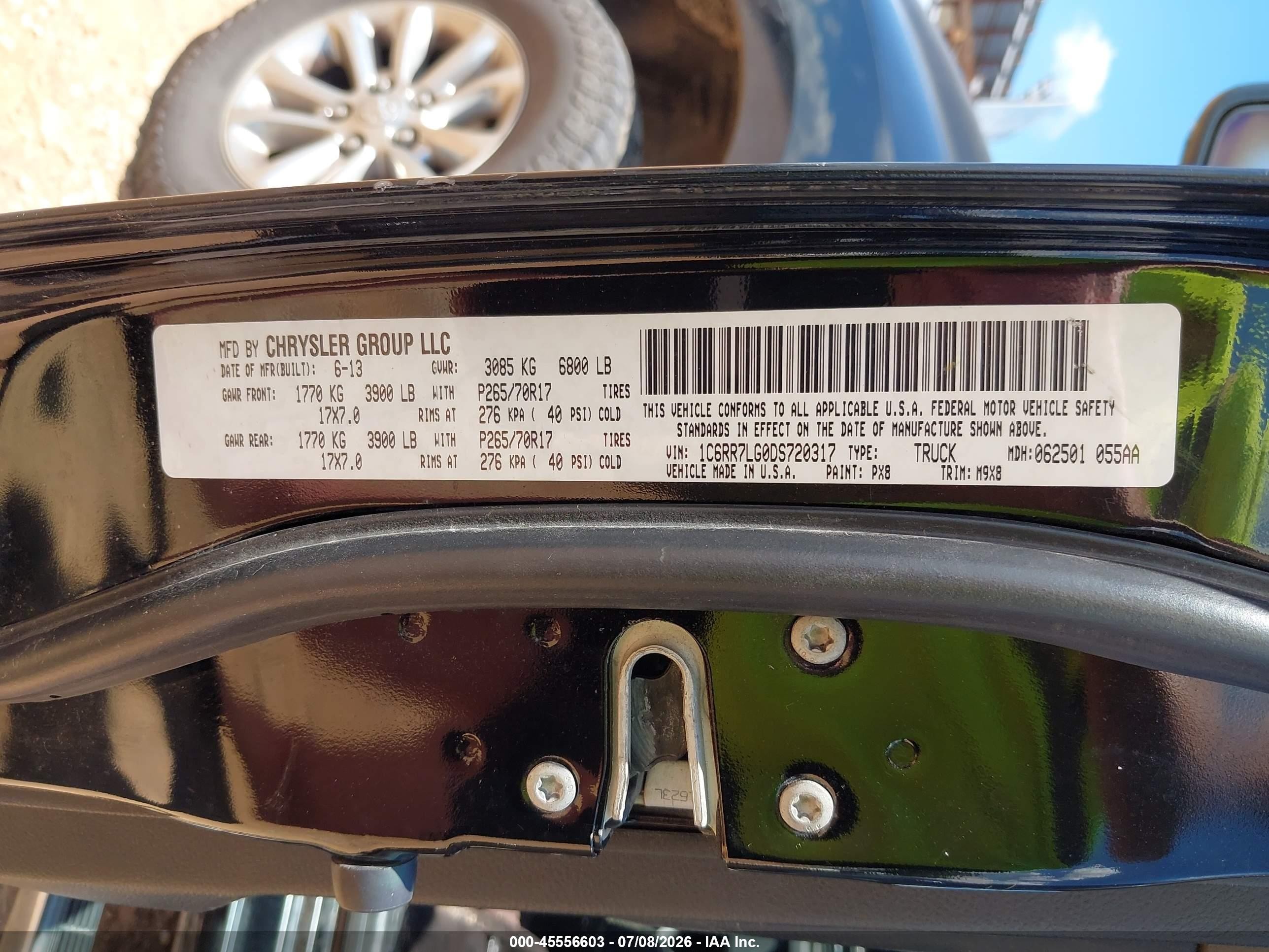2013 Ram 1500 Slt Черный vin: 1C6RR7LG0DS720317