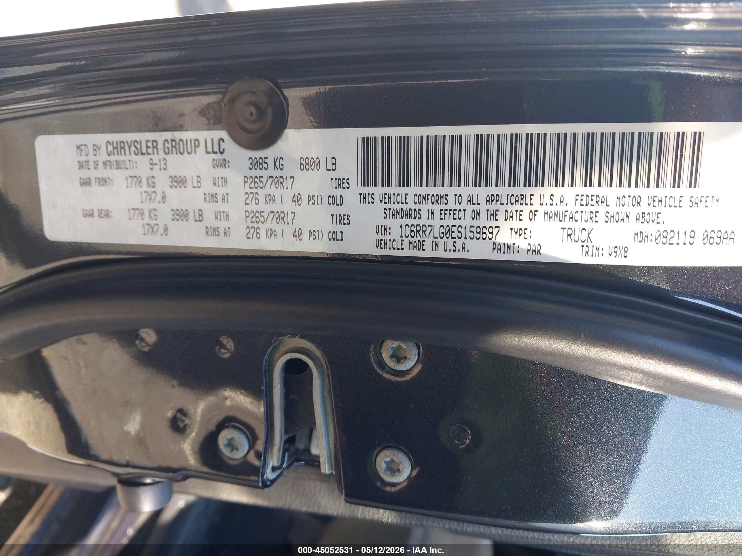 2014 Ram 1500 Slt Black vin: 1C6RR7LG0ES159697