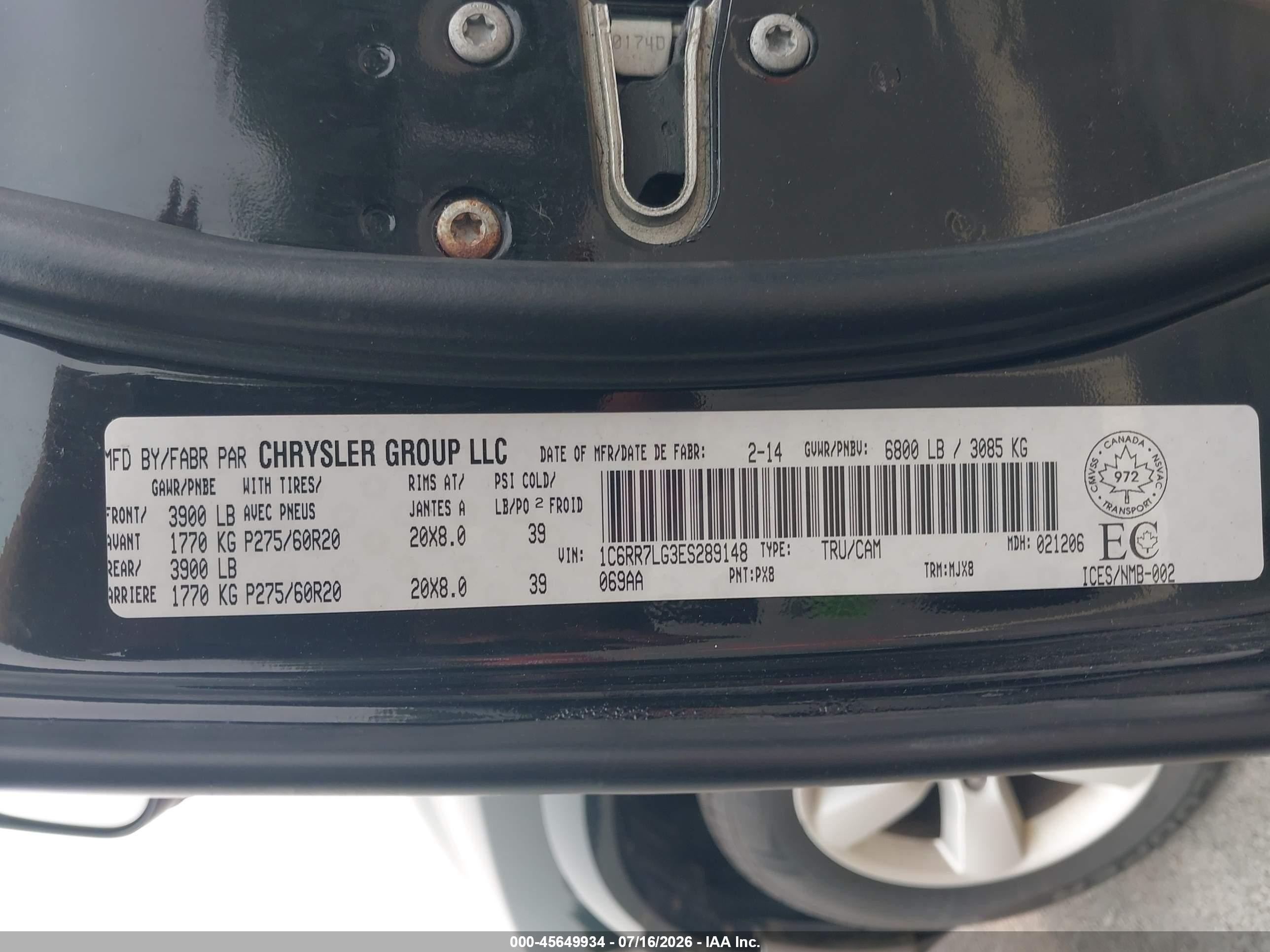 2014 Ram 1500 Slt Black vin: 1C6RR7LG3ES289148