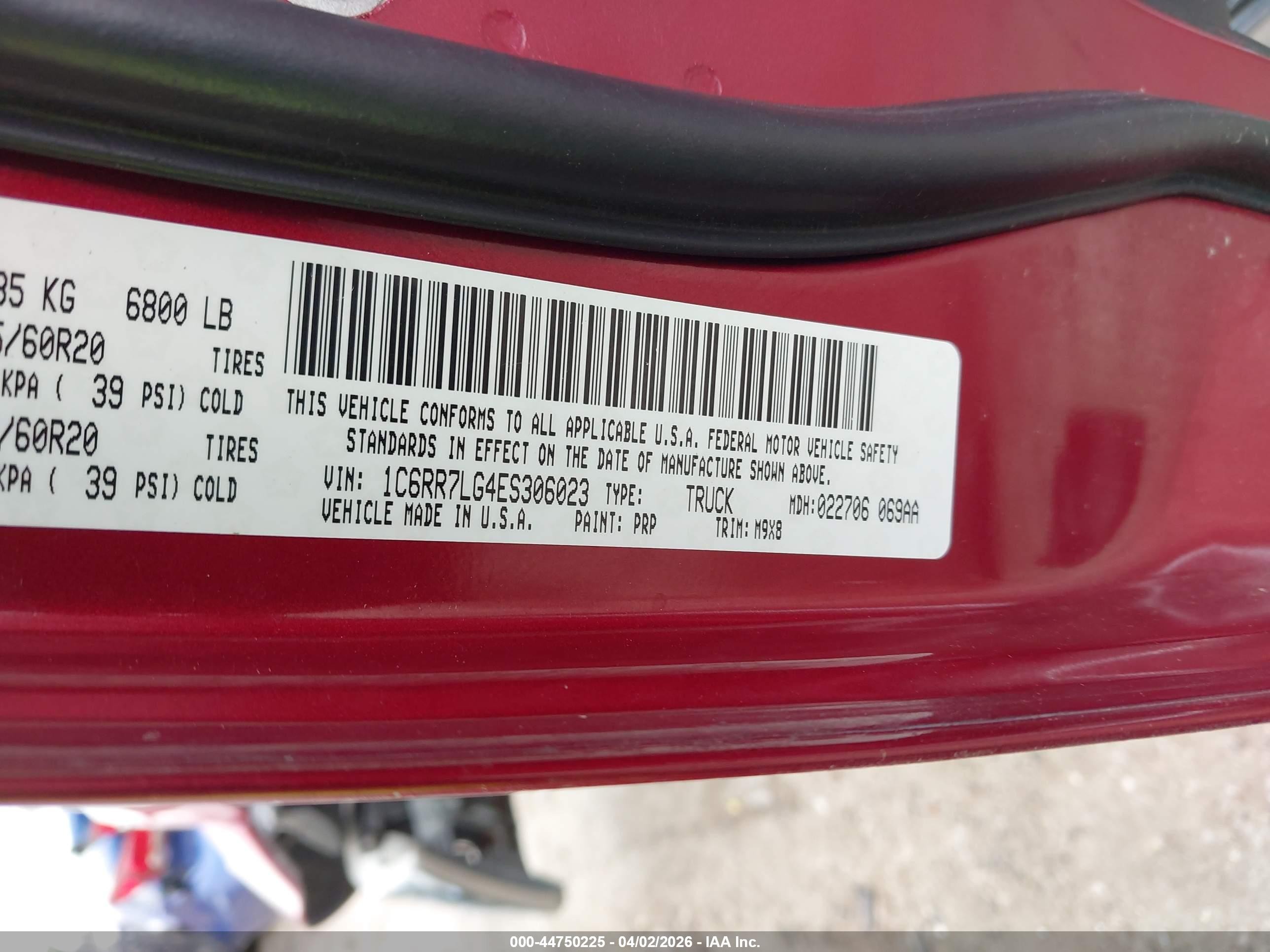 2014 Ram 1500 Big Horn Красный vin: 1C6RR7LG4ES306023