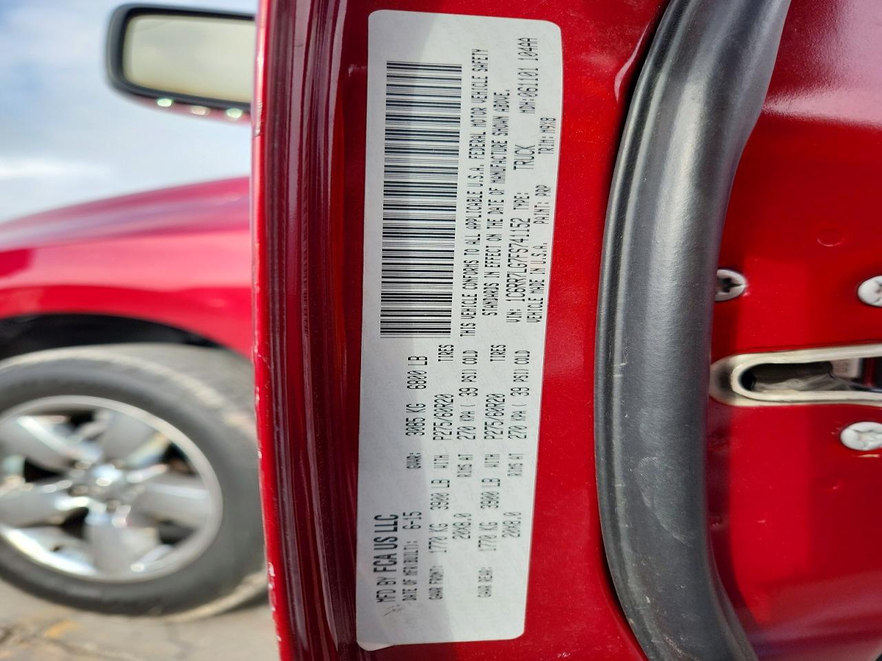 2015 Ram 1500 Slt Red vin: 1C6RR7LG7FS741152
