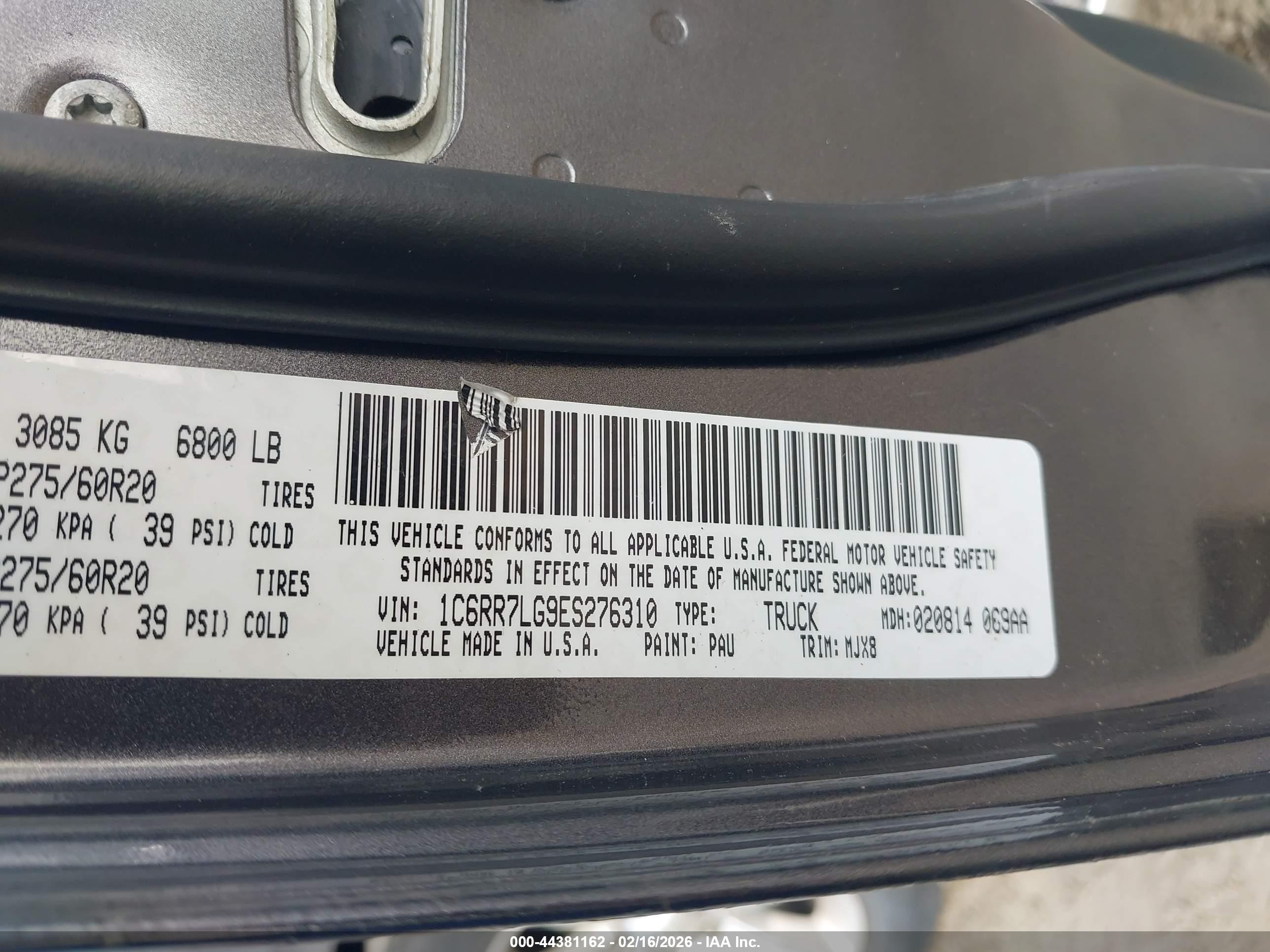 2014 Ram 1500 Gray vin: 1C6RR7LG9ES276310