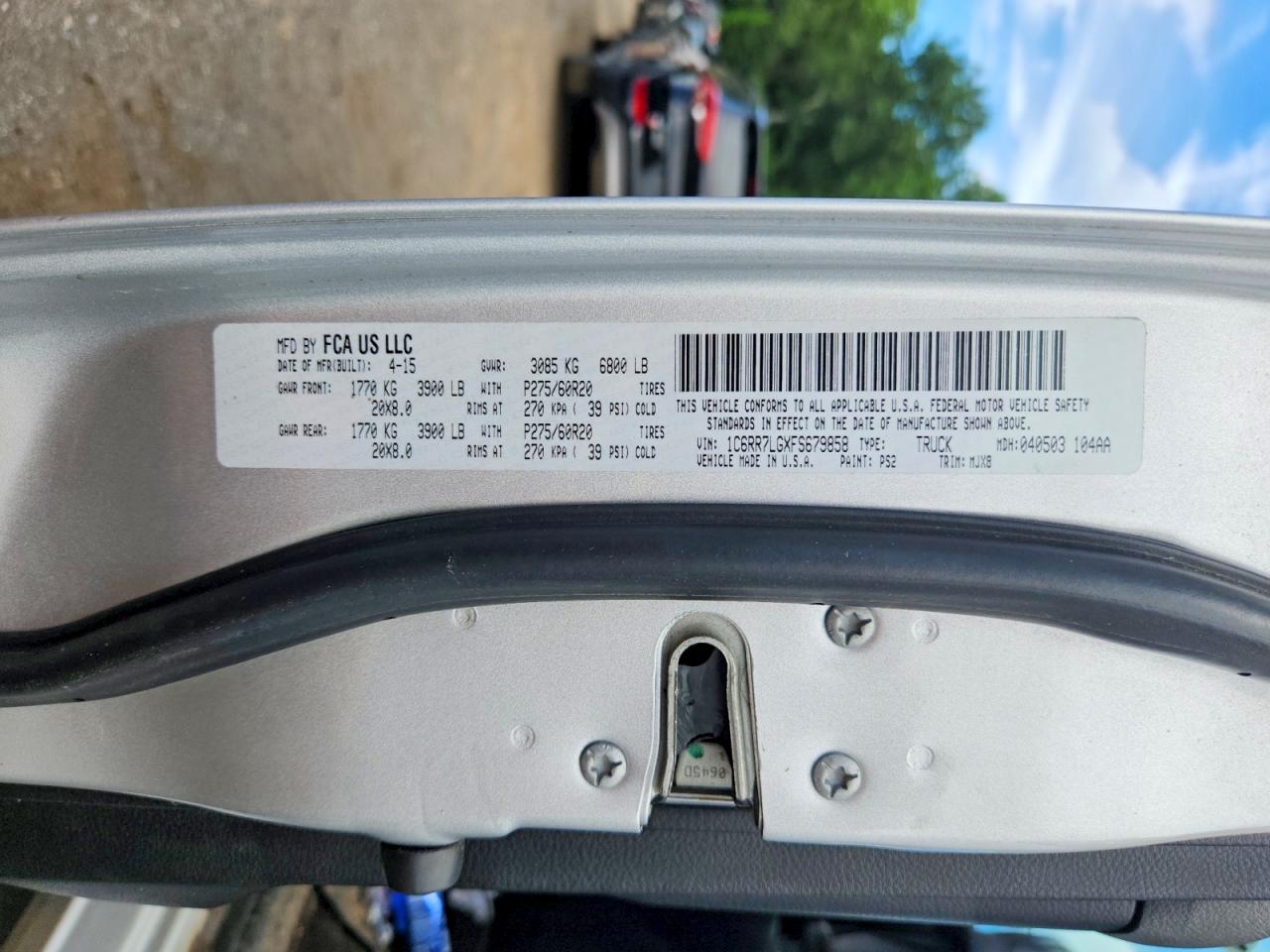 2015 Ram 1500 Slt Серебряный vin: 1C6RR7LGXFS679858