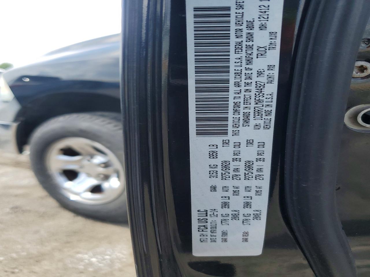 2015 Ram 1500 Slt Black vin: 1C6RR7LM0FS544927
