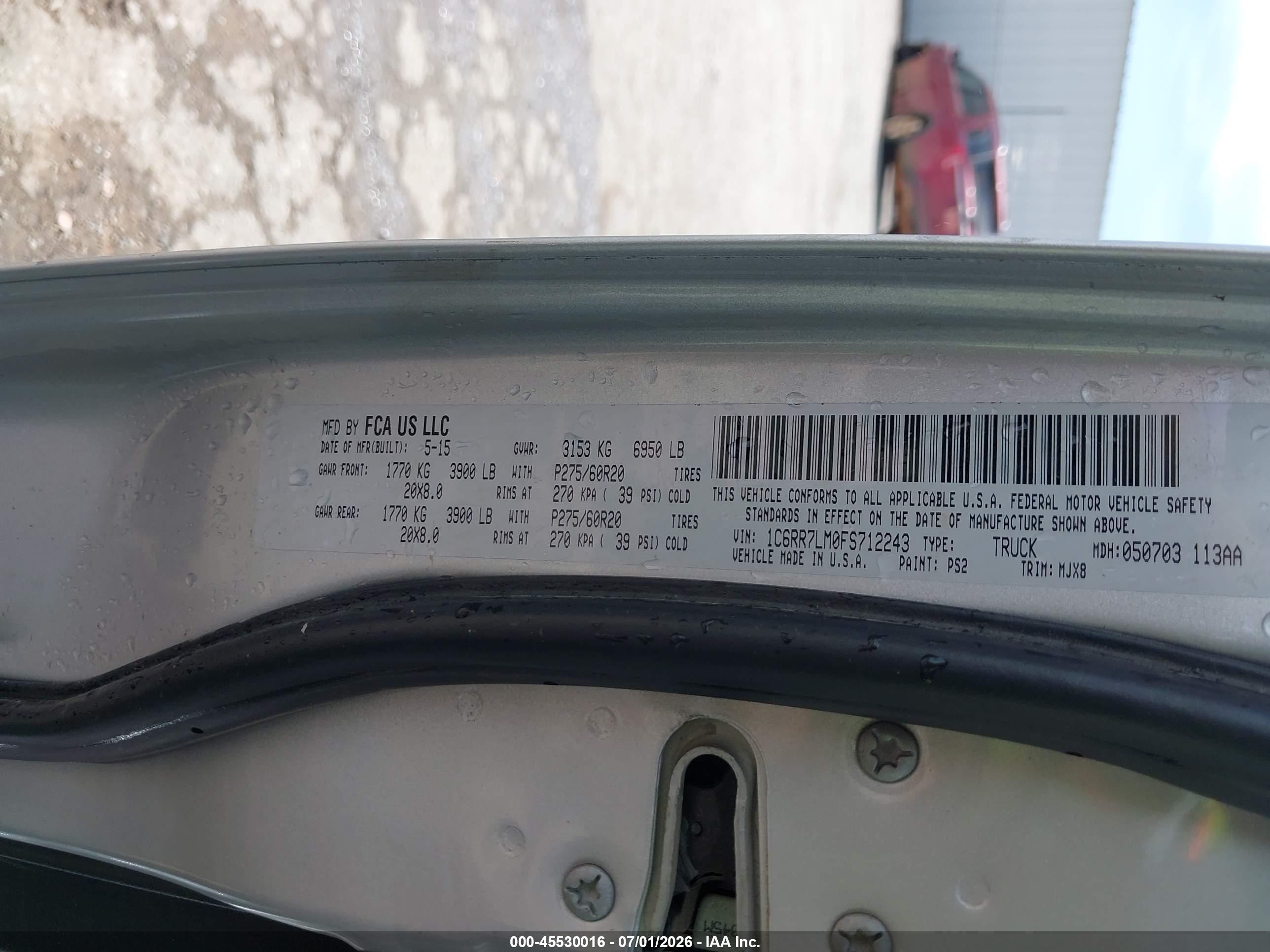 2015 Ram 1500 Big Horn Серебряный vin: 1C6RR7LM0FS712243