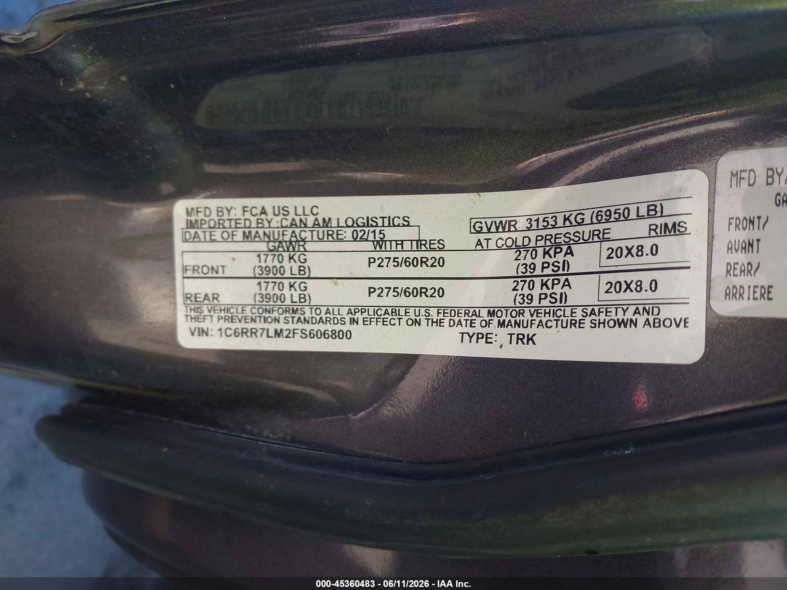 2015 Ram 1500 Slt Black vin: 1C6RR7LM2FS606800