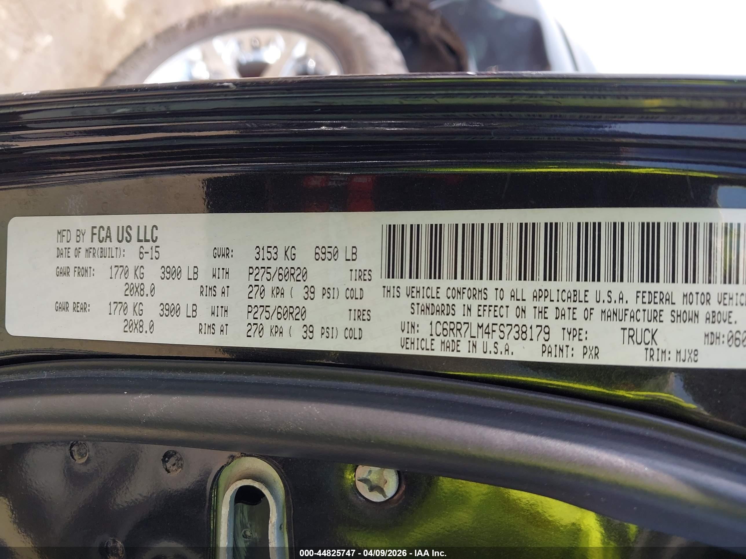 2015 Ram 1500 Lone Star Black vin: 1C6RR7LM4FS738179