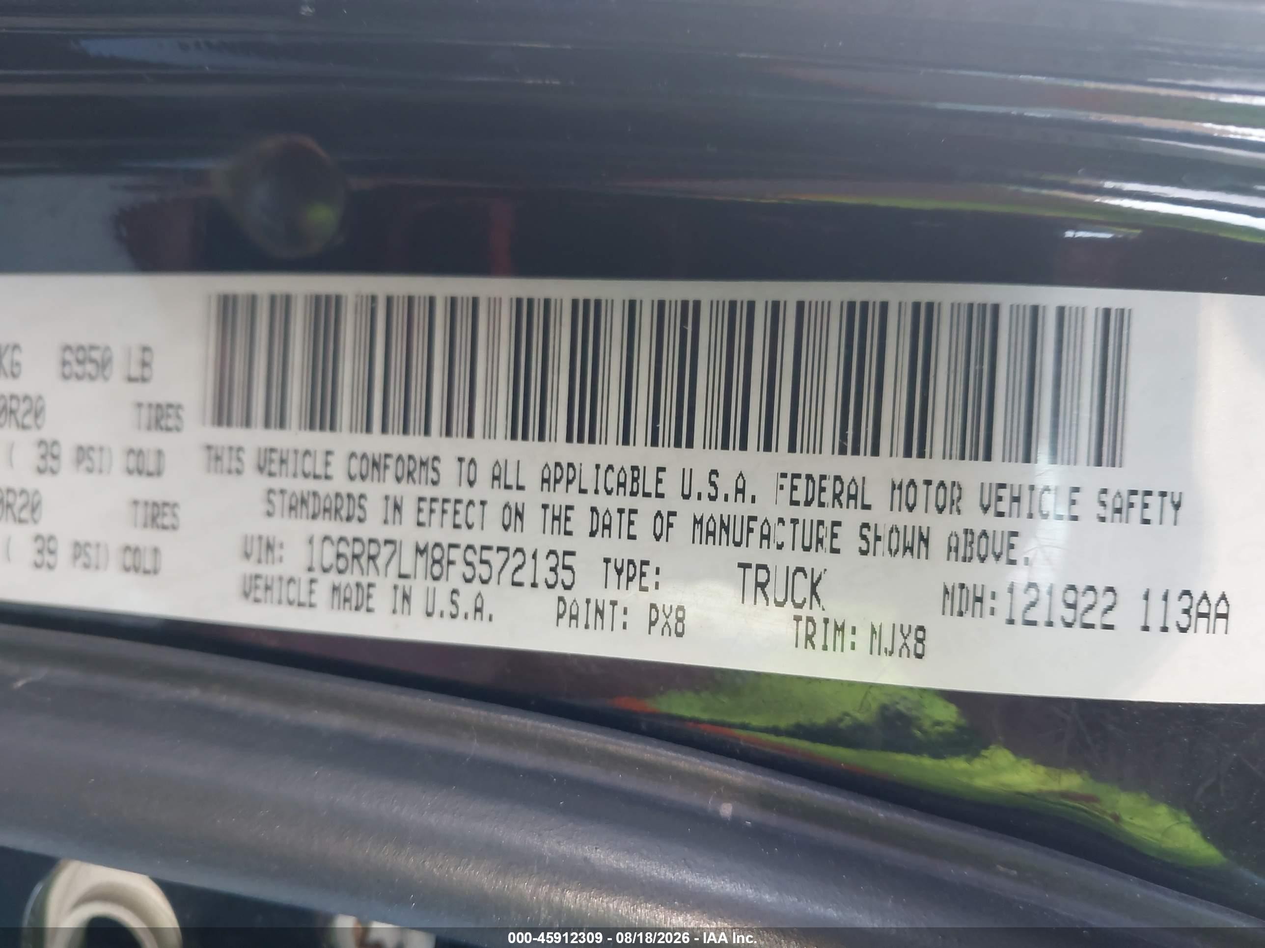 2015 Ram 1500 Lone Star Black vin: 1C6RR7LM8FS572135