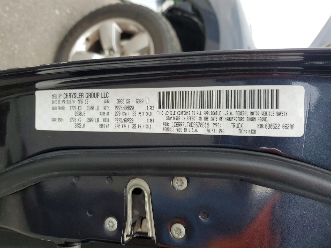 2013 Ram 1500 Slt Charcoal vin: 1C6RR7LT0DS570819