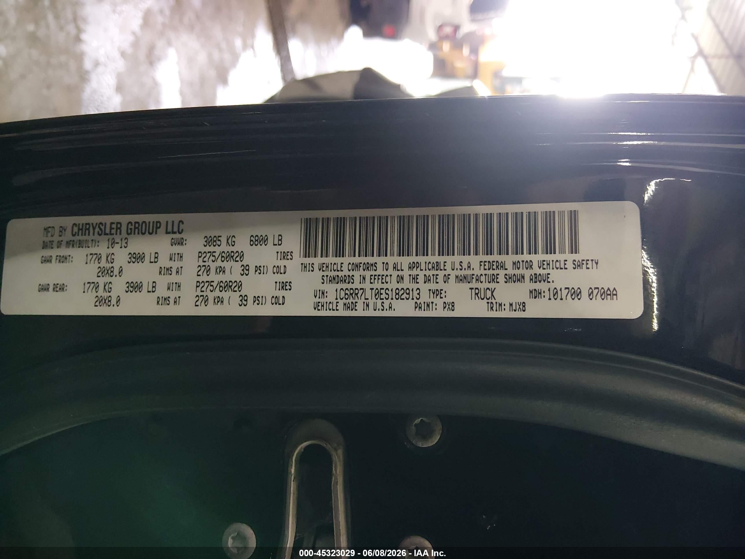 2014 Ram 1500 Big Horn Black vin: 1C6RR7LT0ES182913