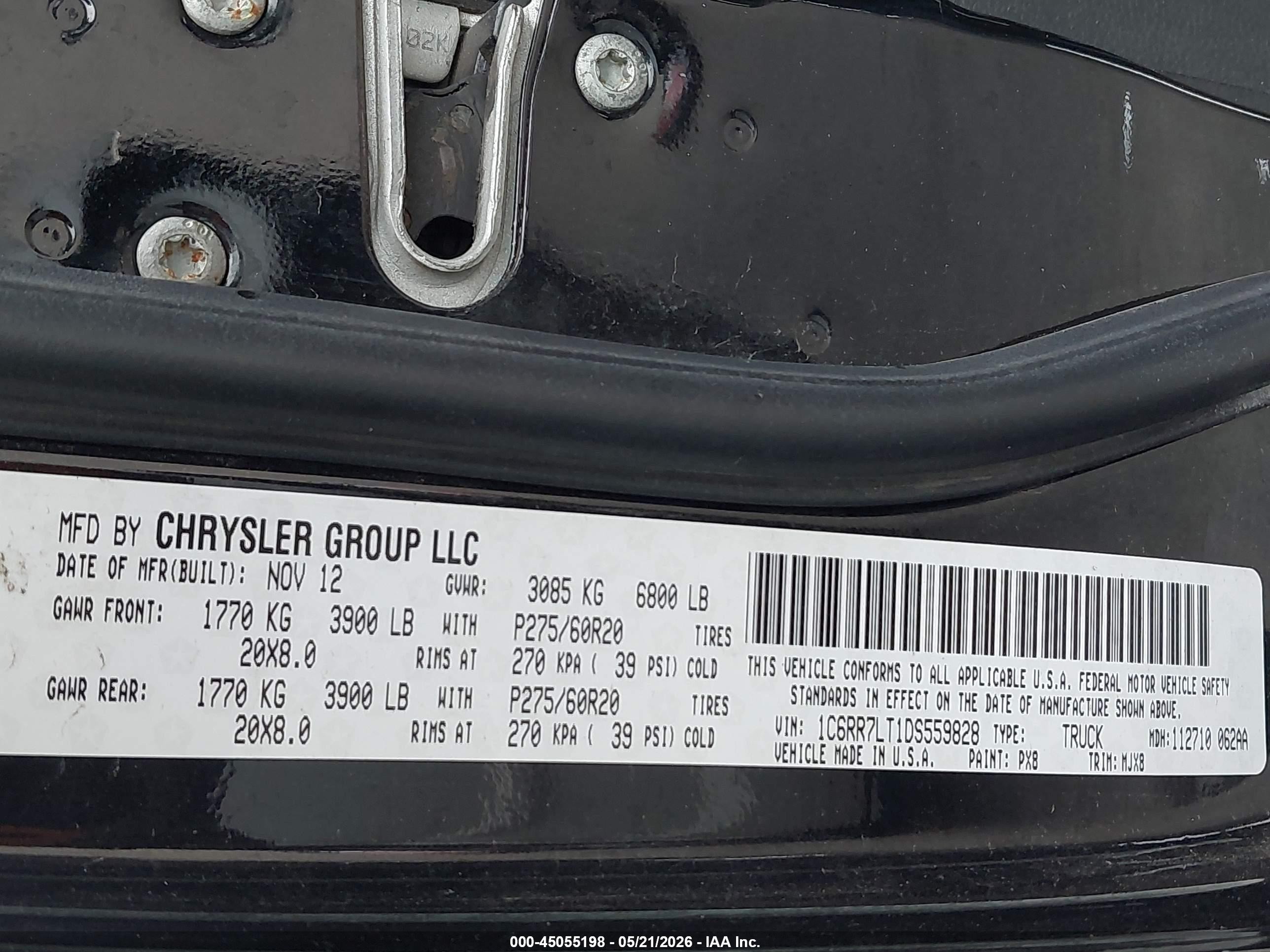 2013 Ram 1500   Black vin: 1C6RR7LT1DS559828