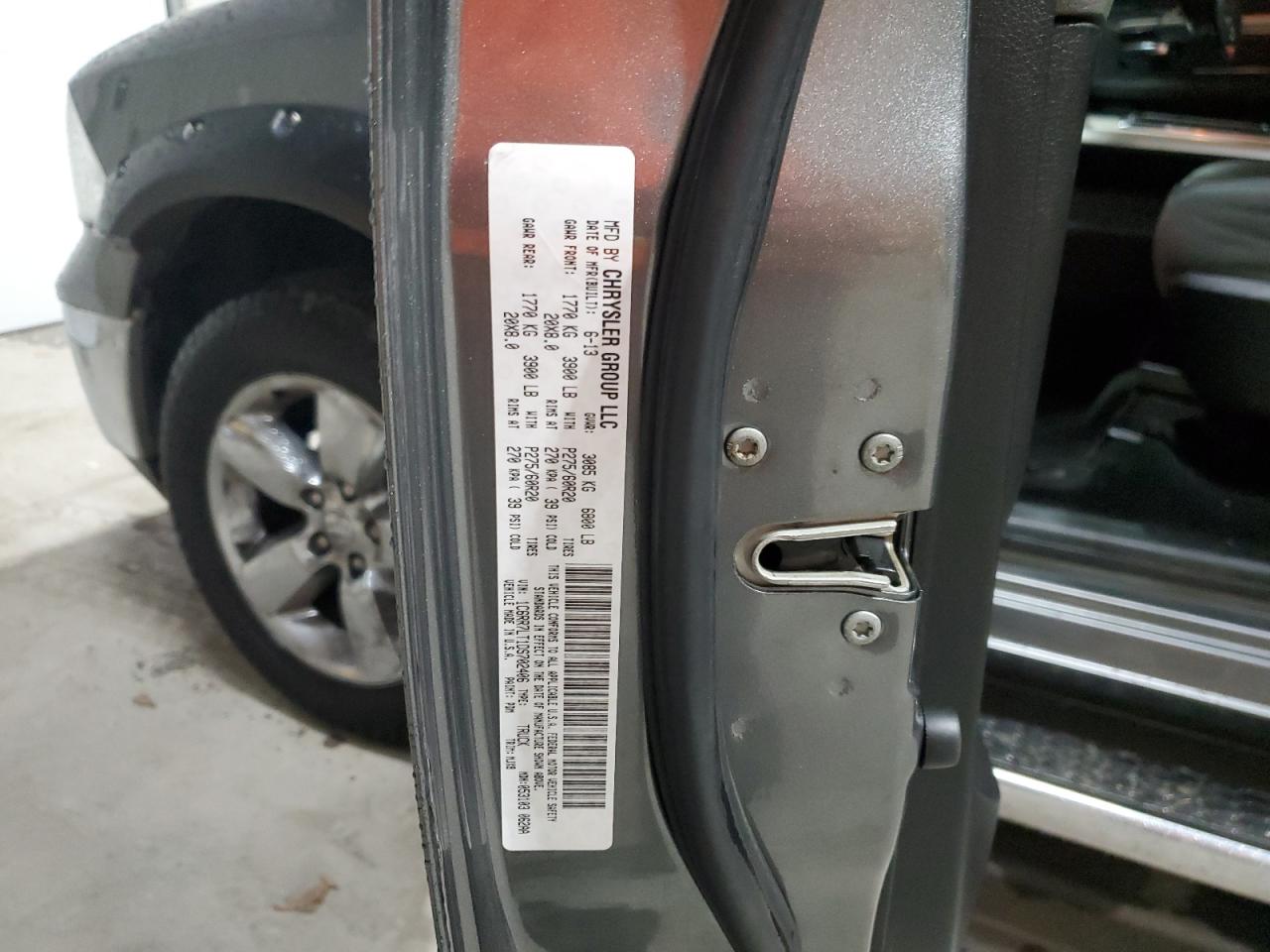 2013 Ram 1500 Slt Gray vin: 1C6RR7LT1DS702406