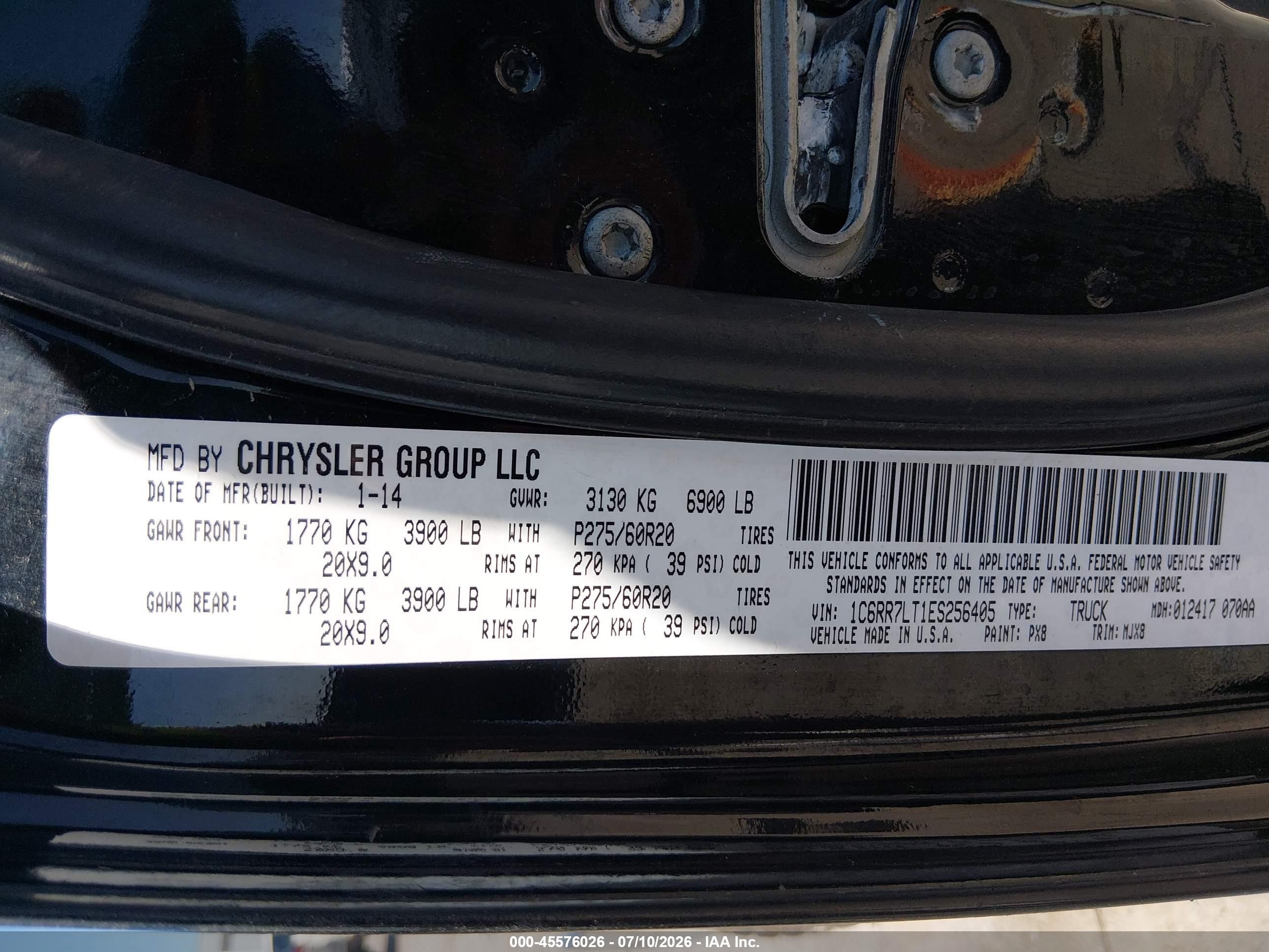 2014 Ram 1500 Big Horn Black vin: 1C6RR7LT1ES256405