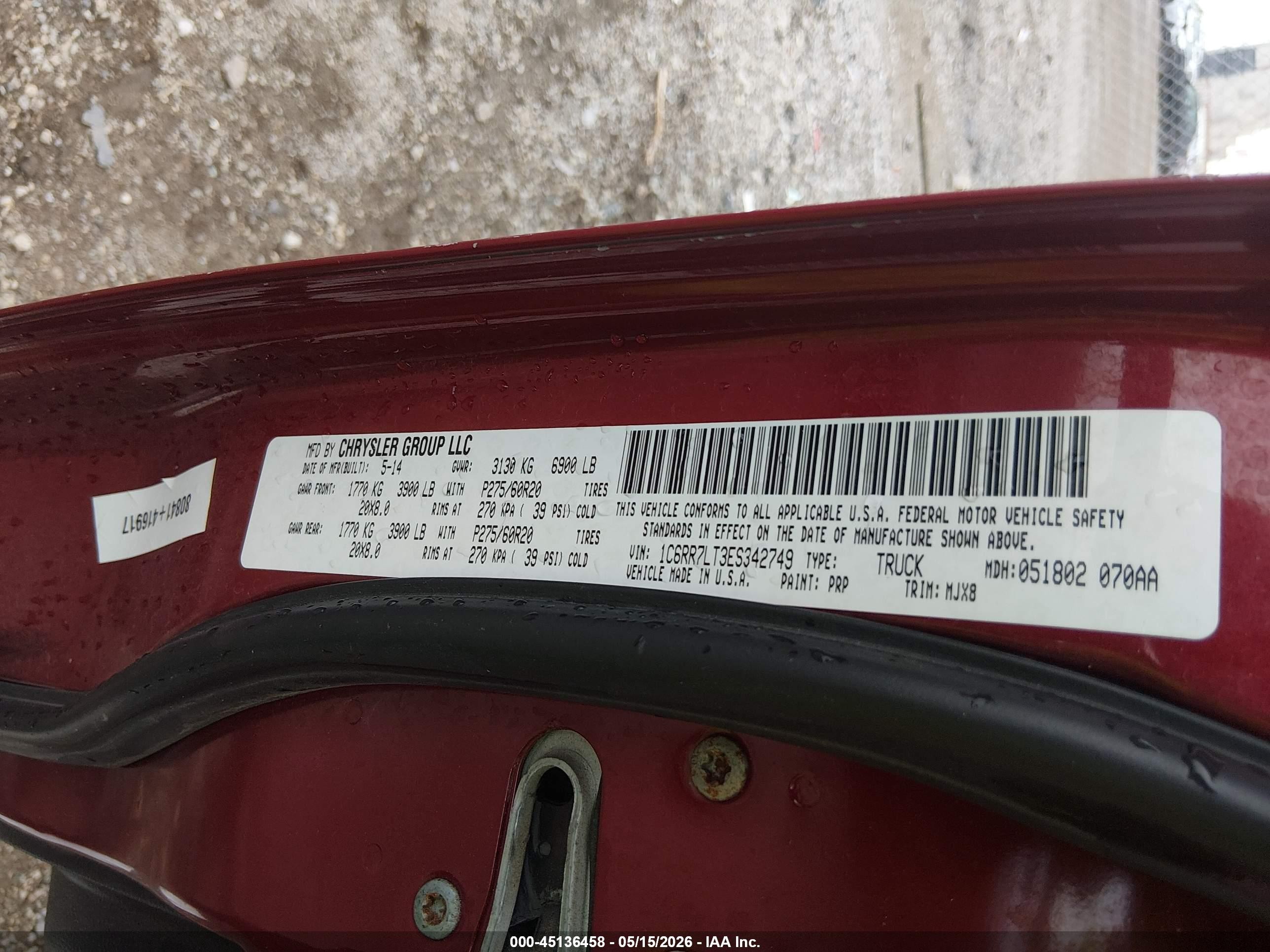 2014 Ram 1500 Slt Красный vin: 1C6RR7LT3ES342749