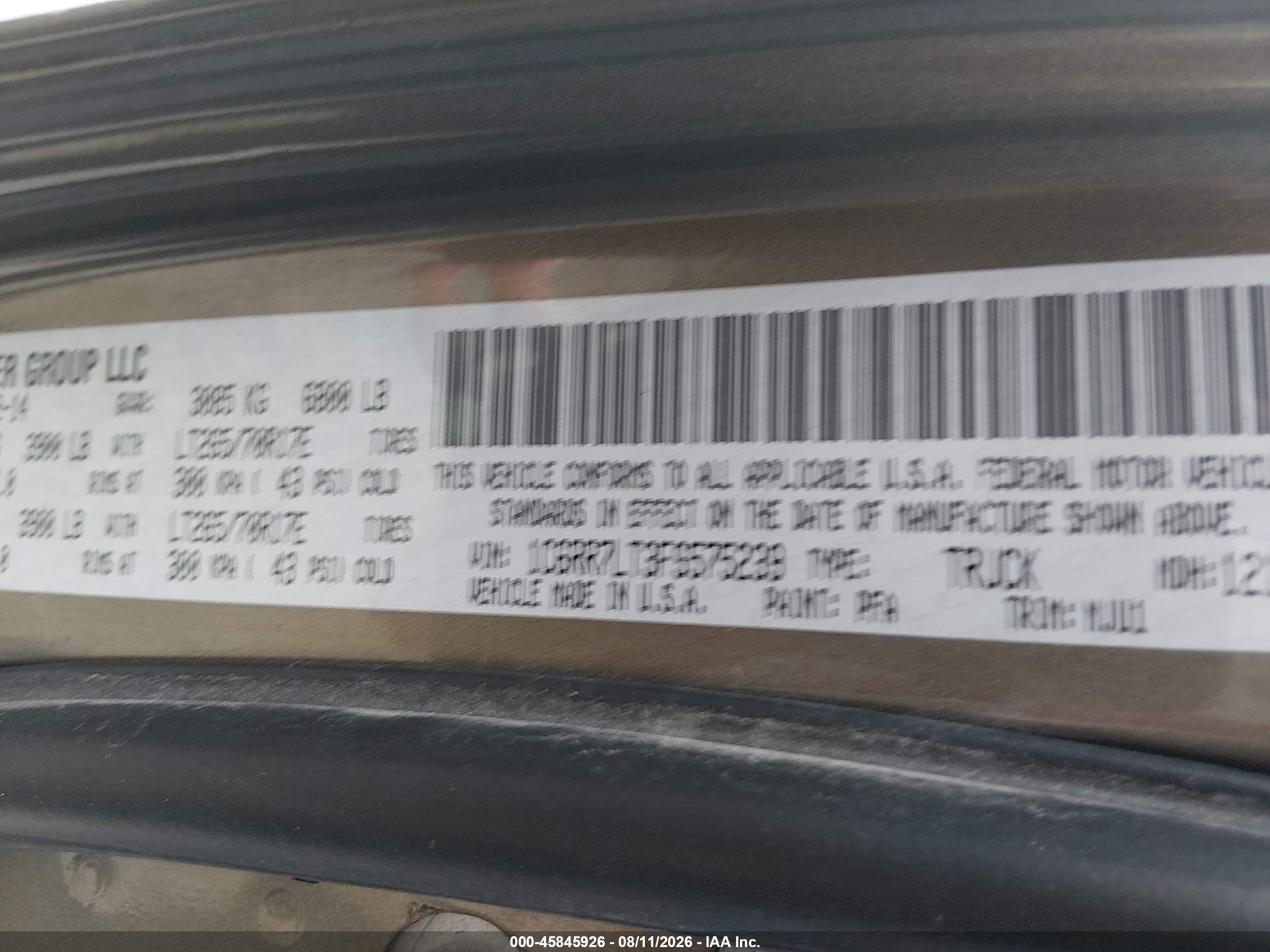 2015 Ram 1500 Outdoorsman Gray vin: 1C6RR7LT3FS575239