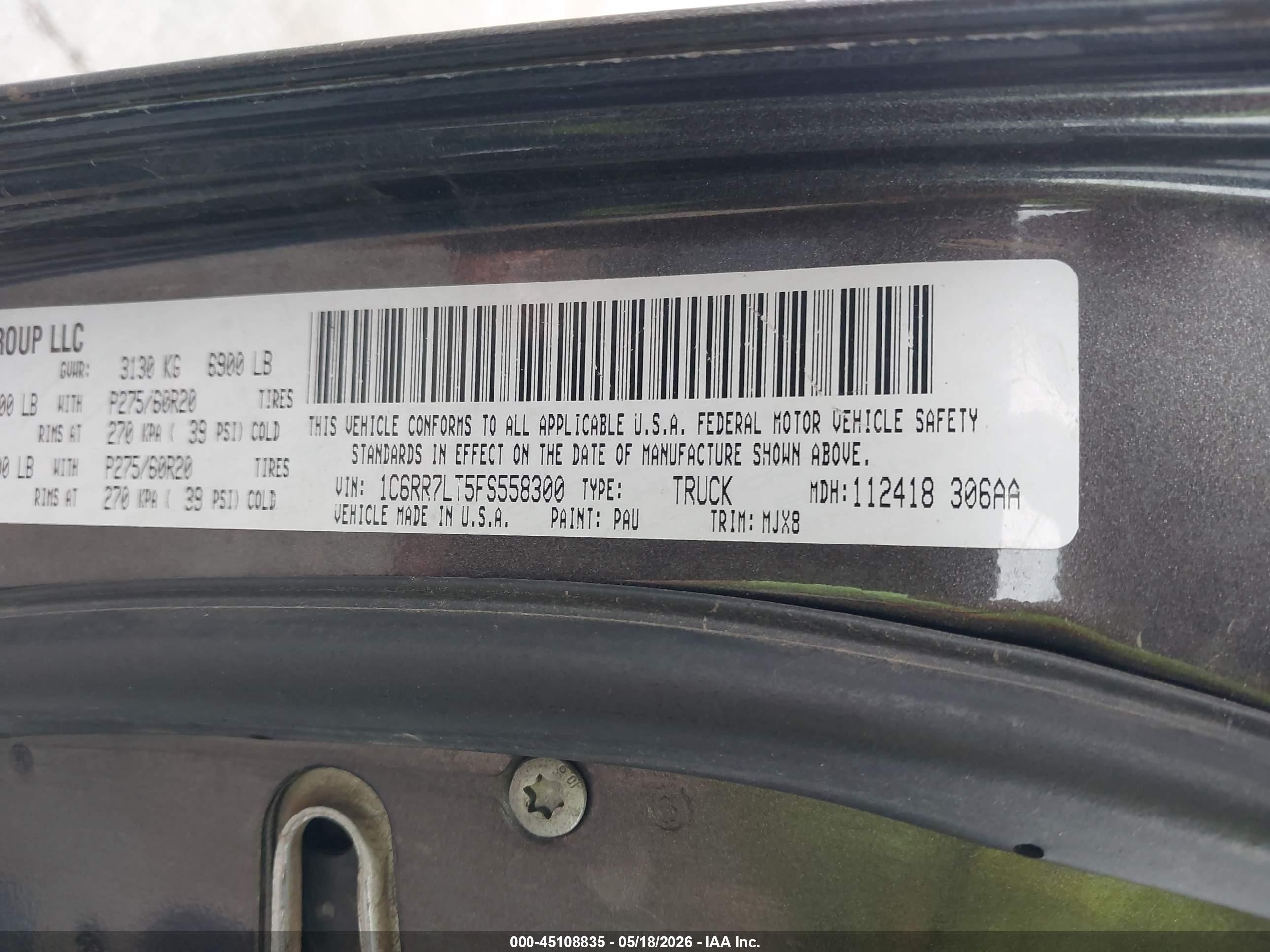 2015 Ram 1500 Big Horn Silver vin: 1C6RR7LT5FS558300
