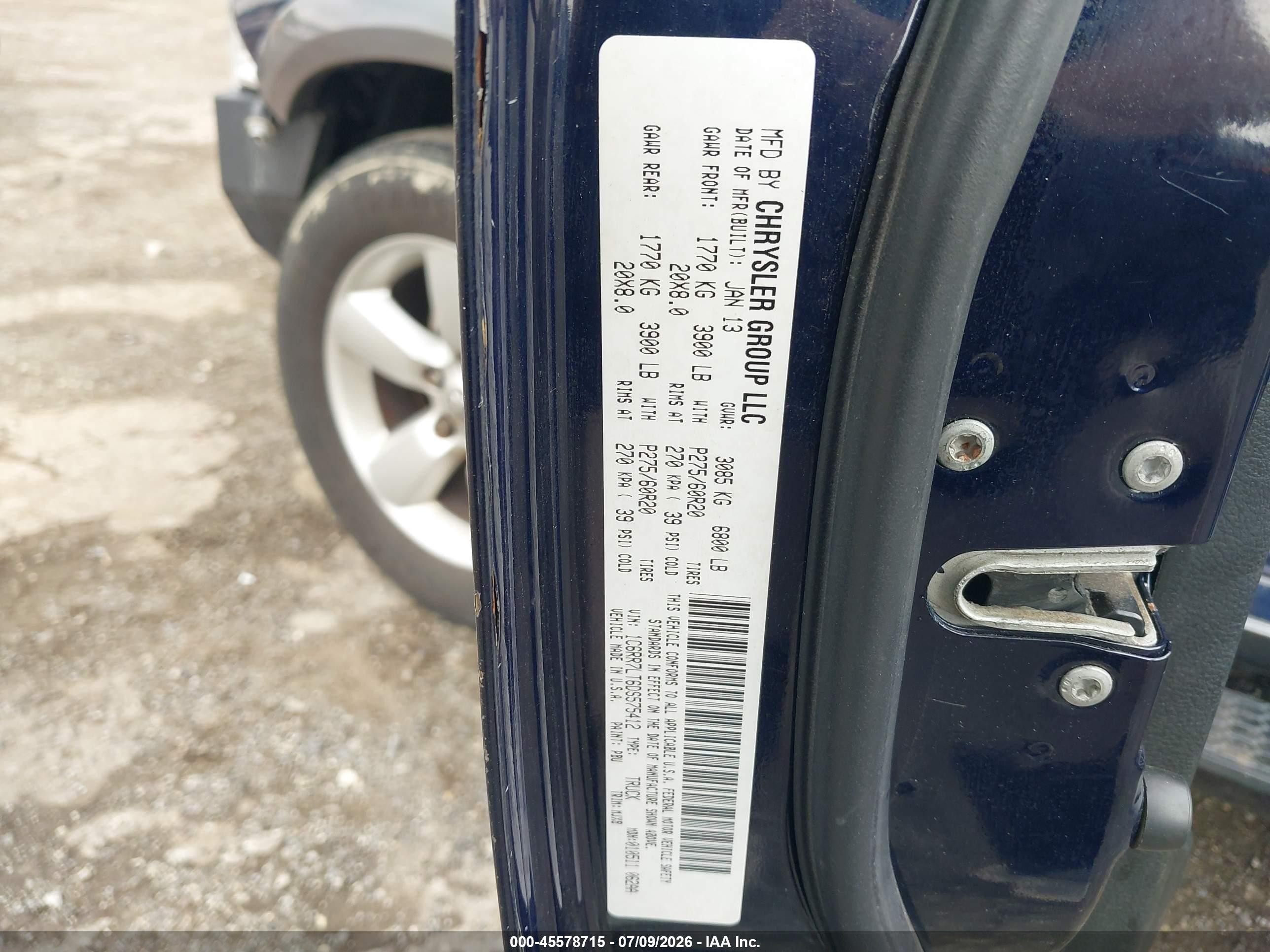 2013 Ram 1500 Outdoorsman Dark Blue vin: 1C6RR7LT6DS575412