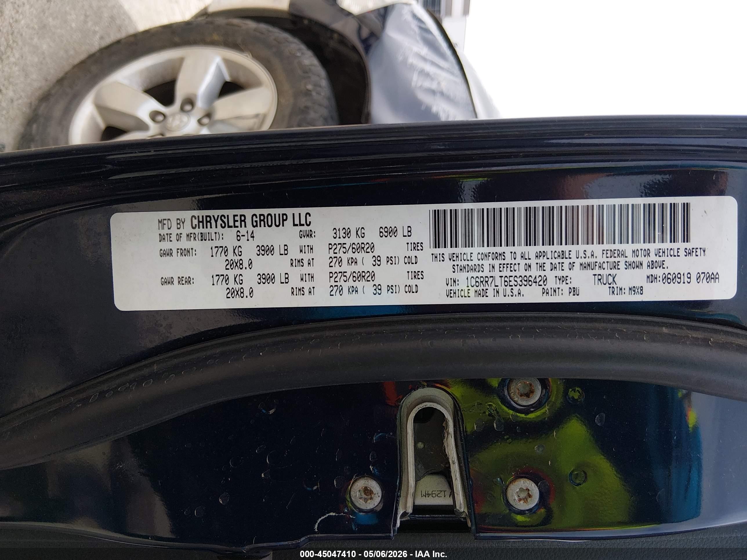 2014 Ram 1500 Big Horn Blue vin: 1C6RR7LT6ES396420