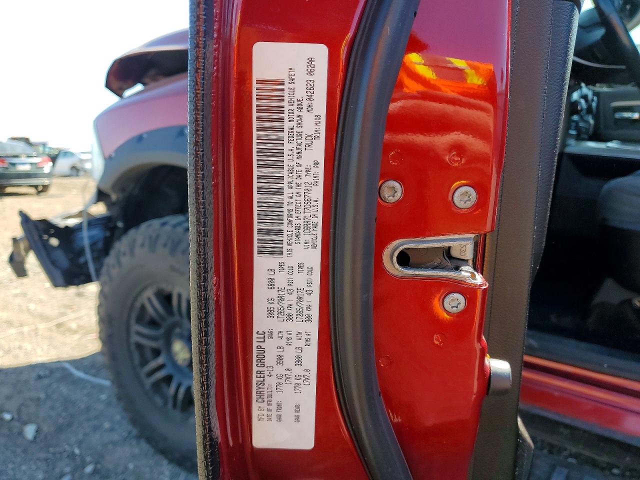 2013 Ram 1500 Slt Red vin: 1C6RR7LT7DS677012