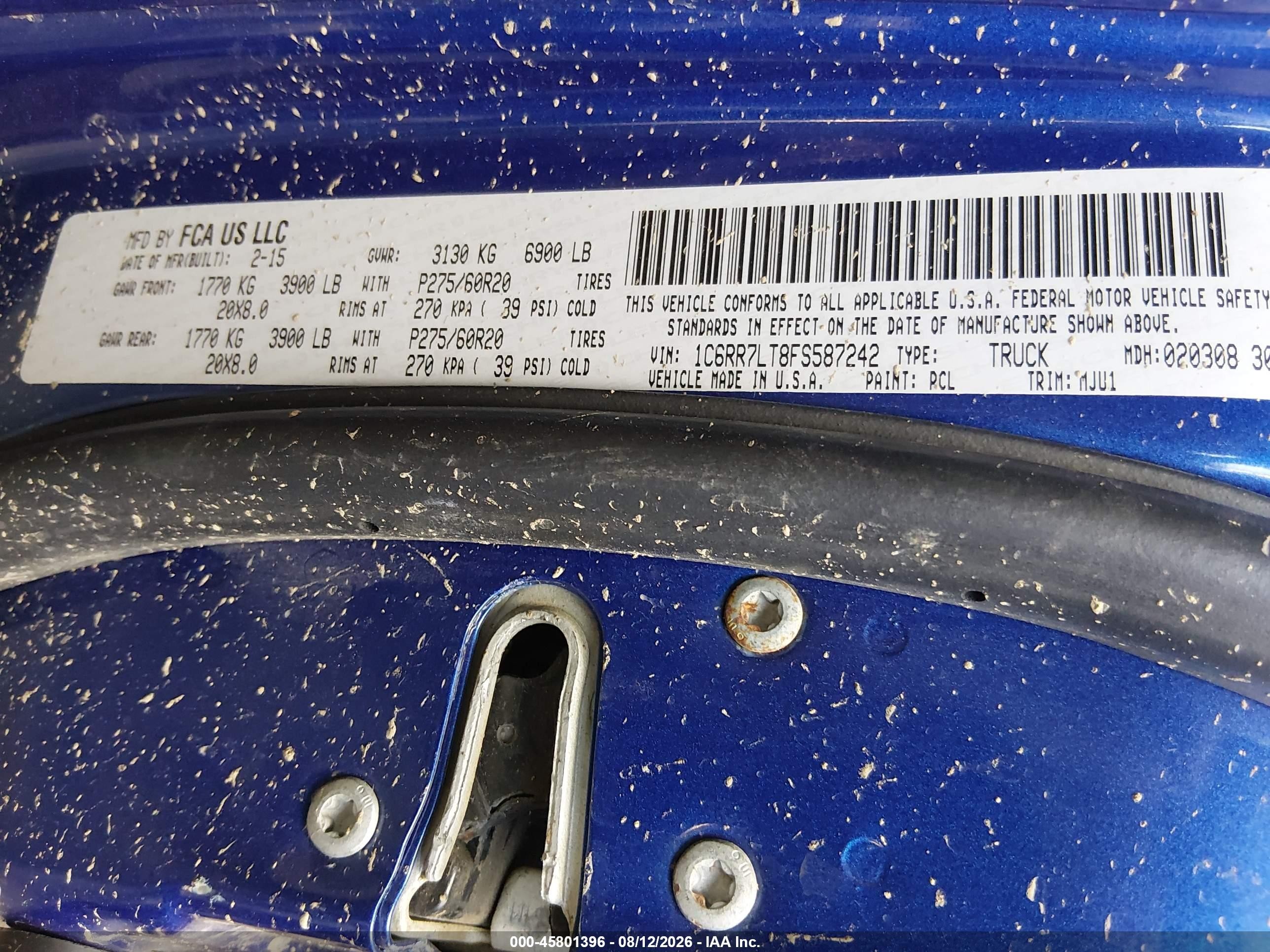 2015 Ram 1500 Lone Star Blue vin: 1C6RR7LT8FS587242