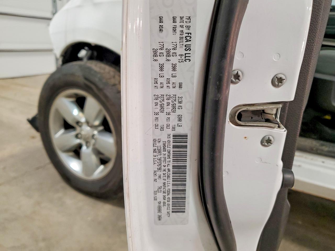 2015 Ram 1500 Slt White vin: 1C6RR7LT9FS767961