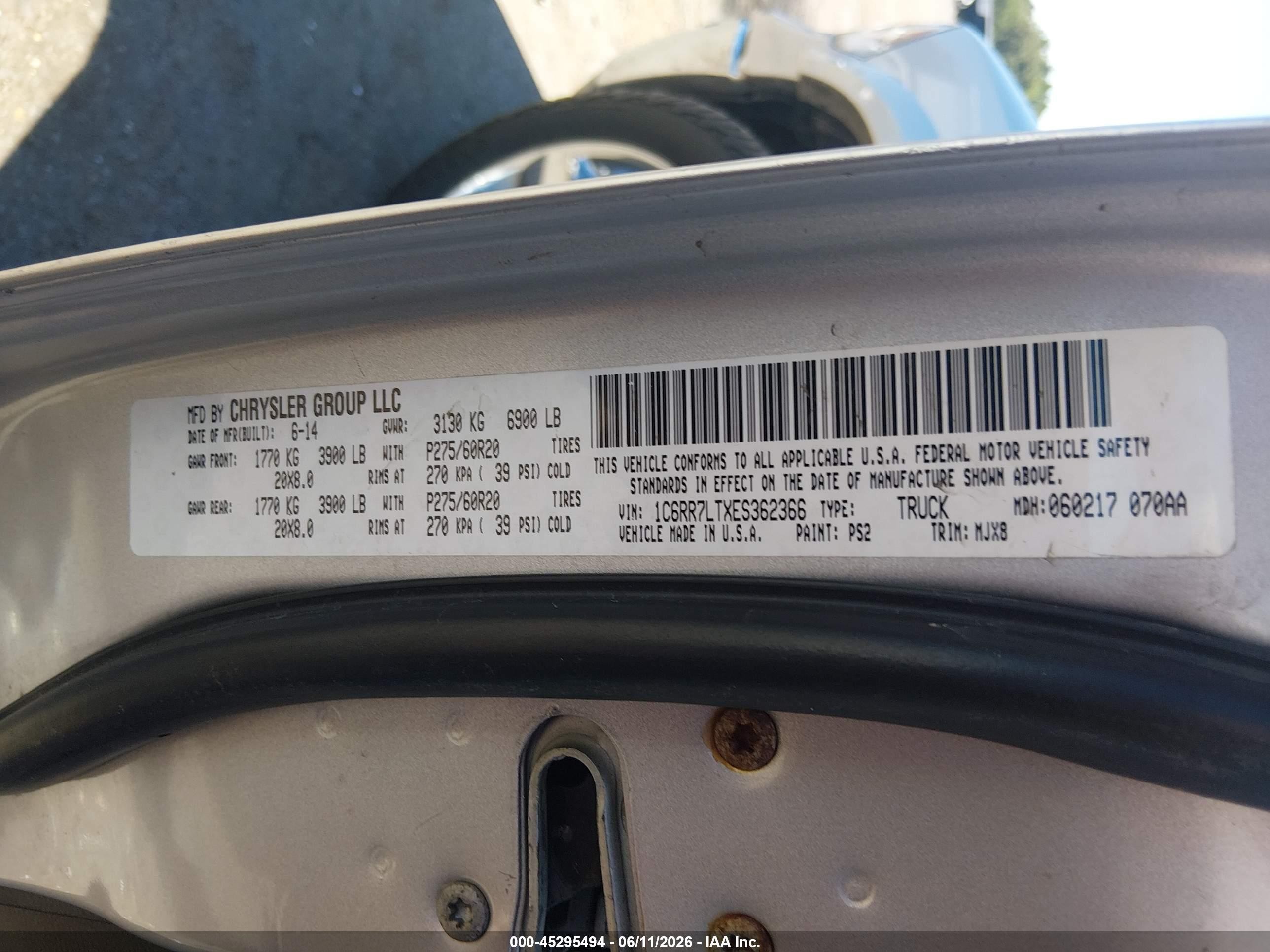 2014 Ram 1500 Big Horn Серебряный vin: 1C6RR7LTXES362366