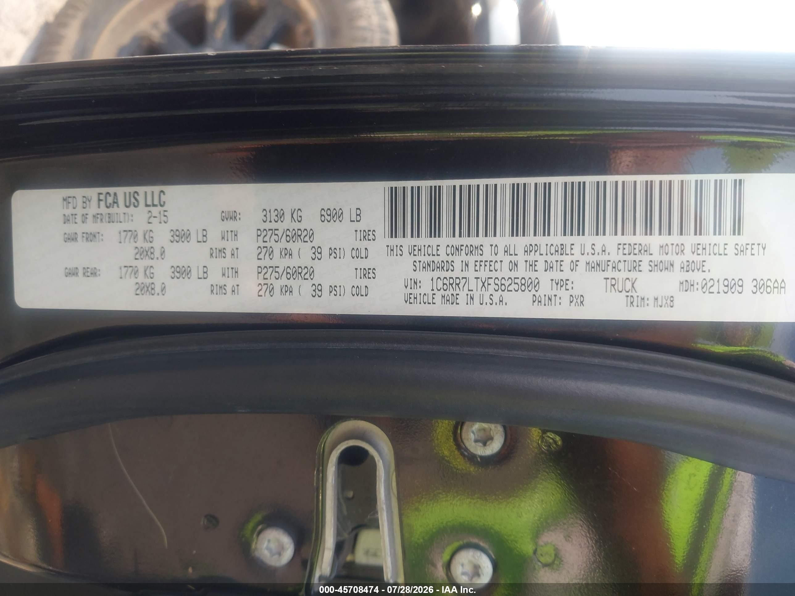2015 Ram 1500 Outdoorsman Black vin: 1C6RR7LTXFS625800
