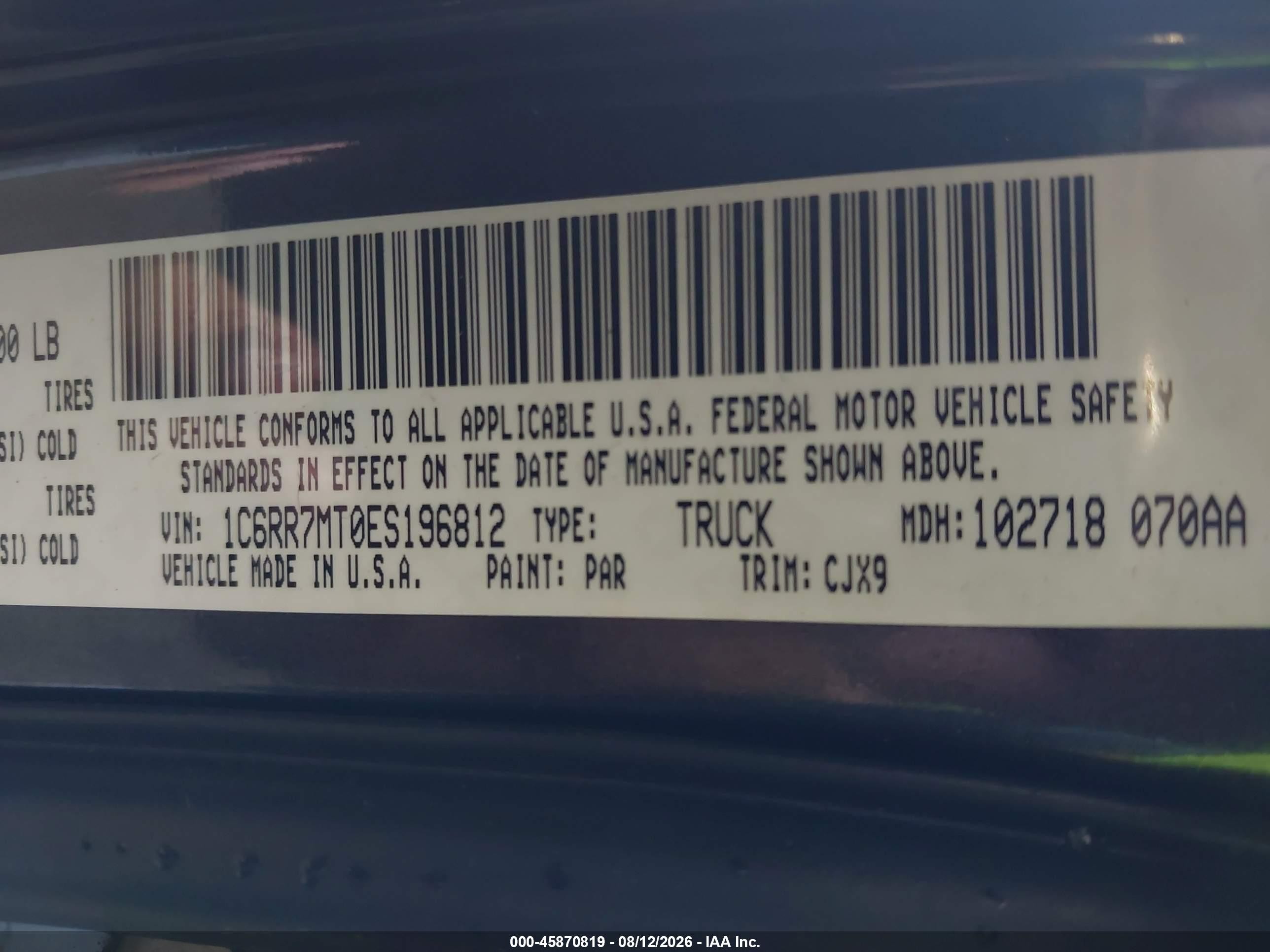 2014 Ram 1500 Sport Gray vin: 1C6RR7MT0ES196812