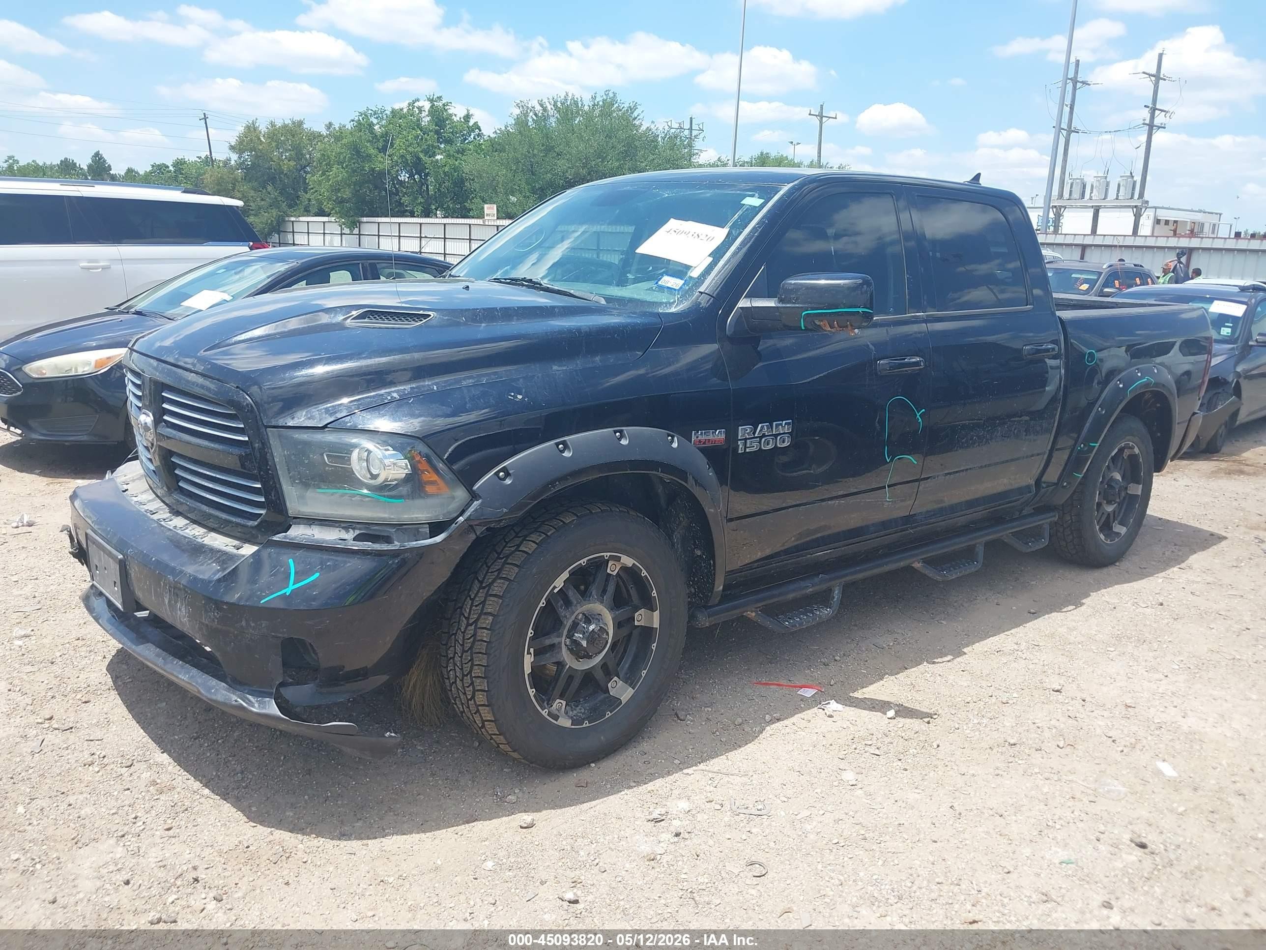 2013 Ram 1500 Sport Черный vin: 1C6RR7MT2DS561554
