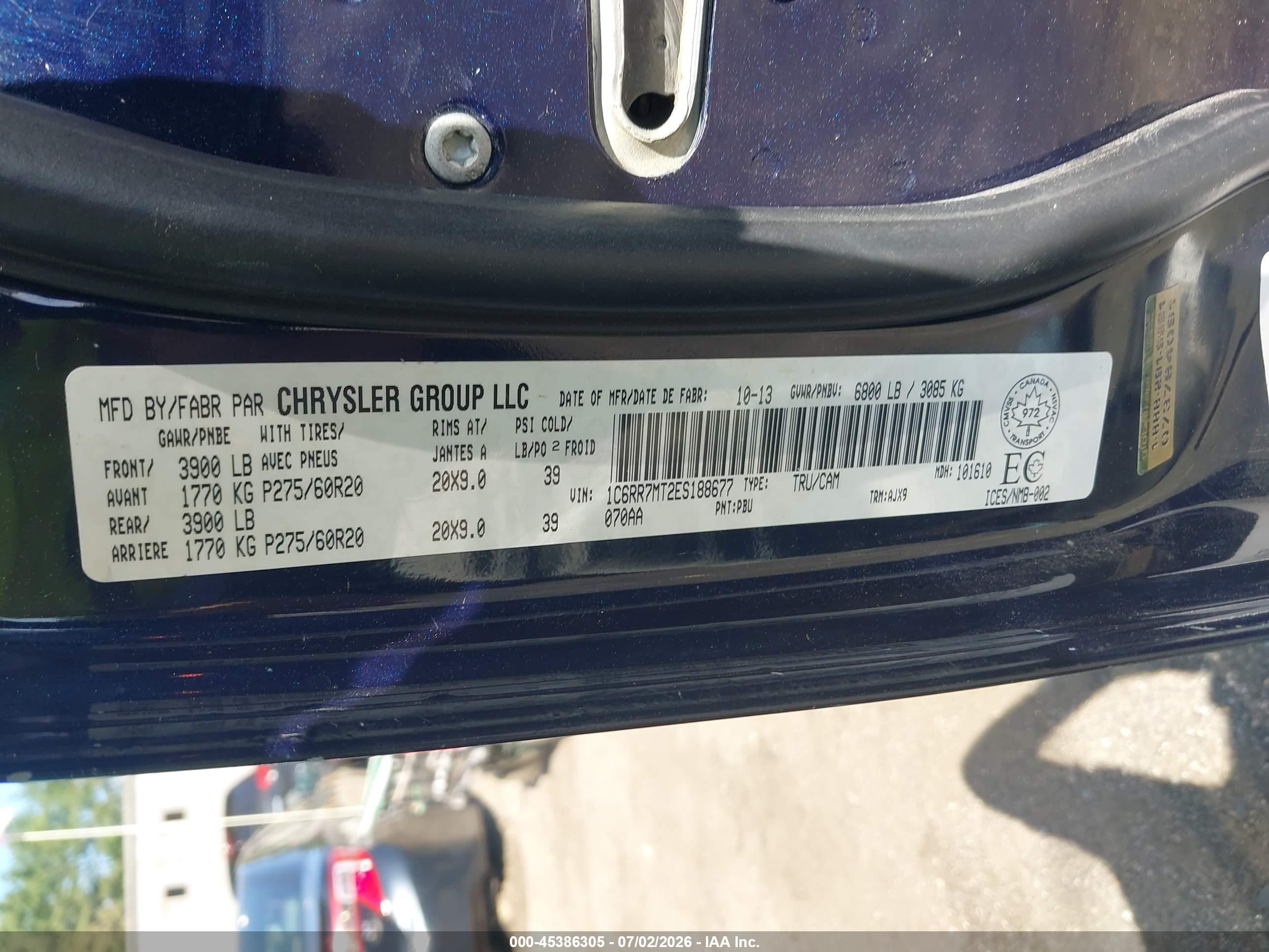 2014 Ram 1500 Sport Синий vin: 1C6RR7MT2ES188677