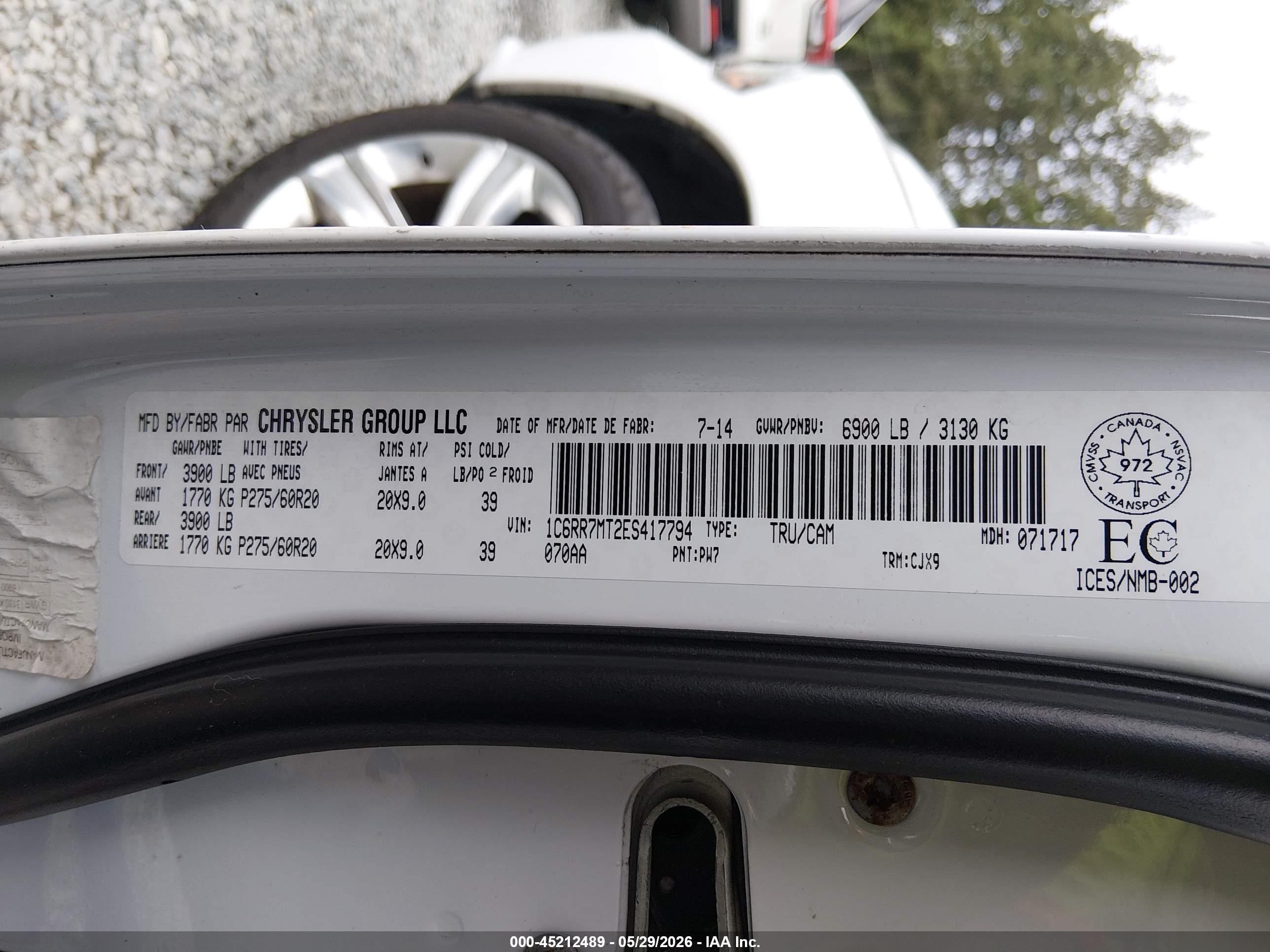 2014 Ram 1500 Sport White vin: 1C6RR7MT2ES417794